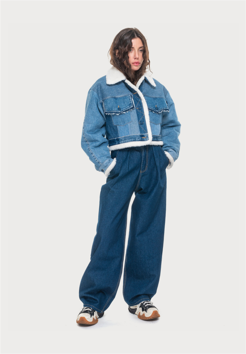 Buy Reworked Denim Winter Jacket – Outerwear by Ksenia Schnaider | Ethical & Sustainable Fashion