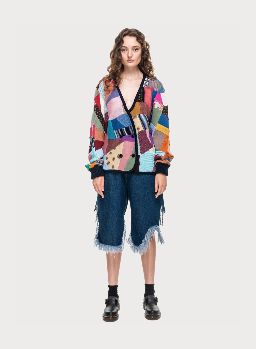 Buy Long Patchwork Cardigan – Tops by Ksenia Schnaider | Ethical & Sustainable Fashion