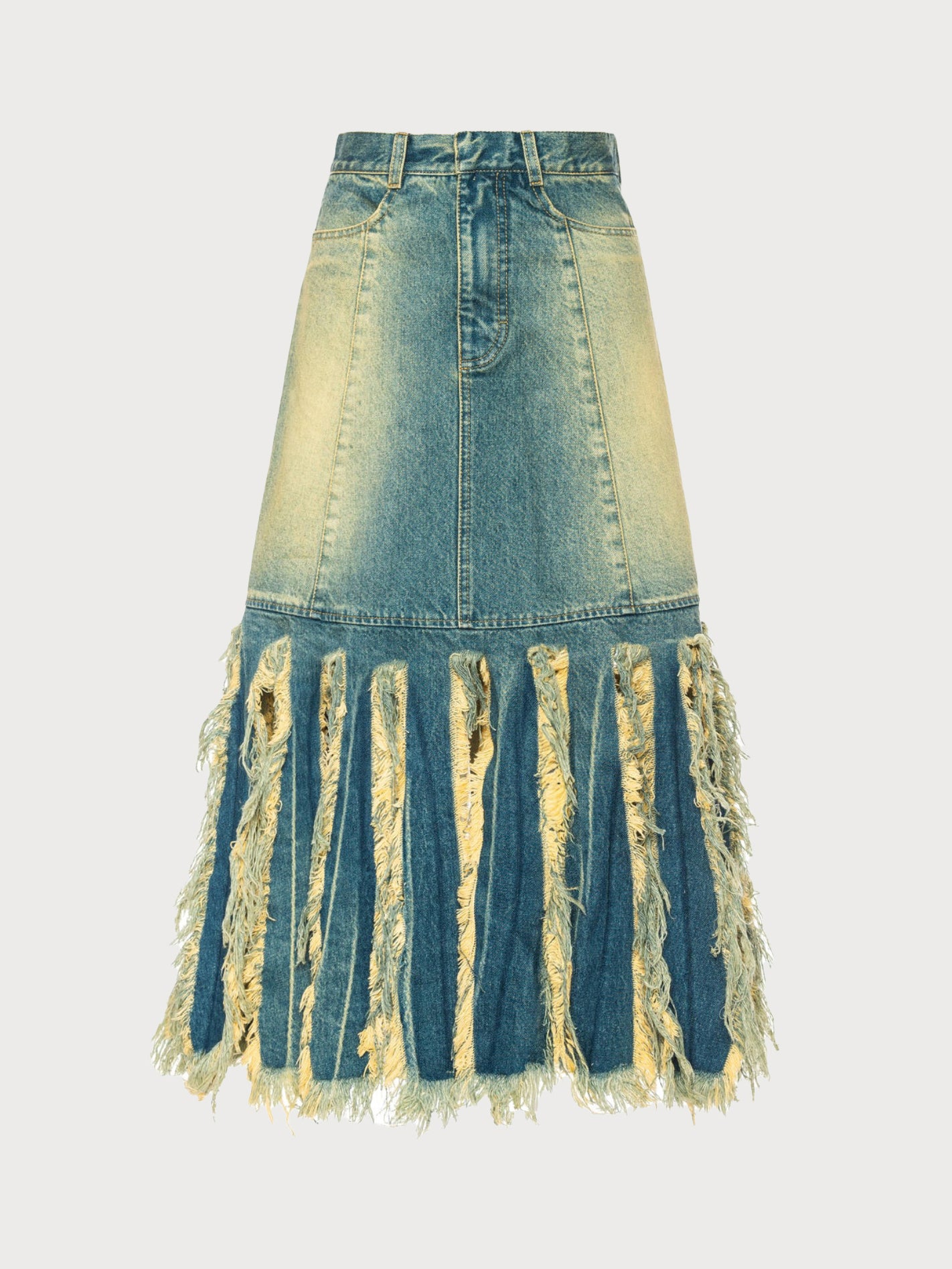 Buy Midi Monster Fringed Skirt with Rust Wash – Bottoms by Ksenia Schnaider | Ethical & Sustainable Fashion