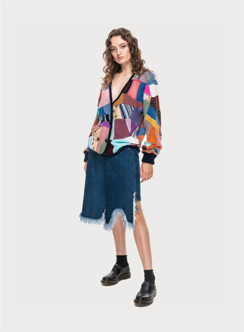 Buy Long Patchwork Cardigan – Tops by Ksenia Schnaider | Ethical & Sustainable Fashion