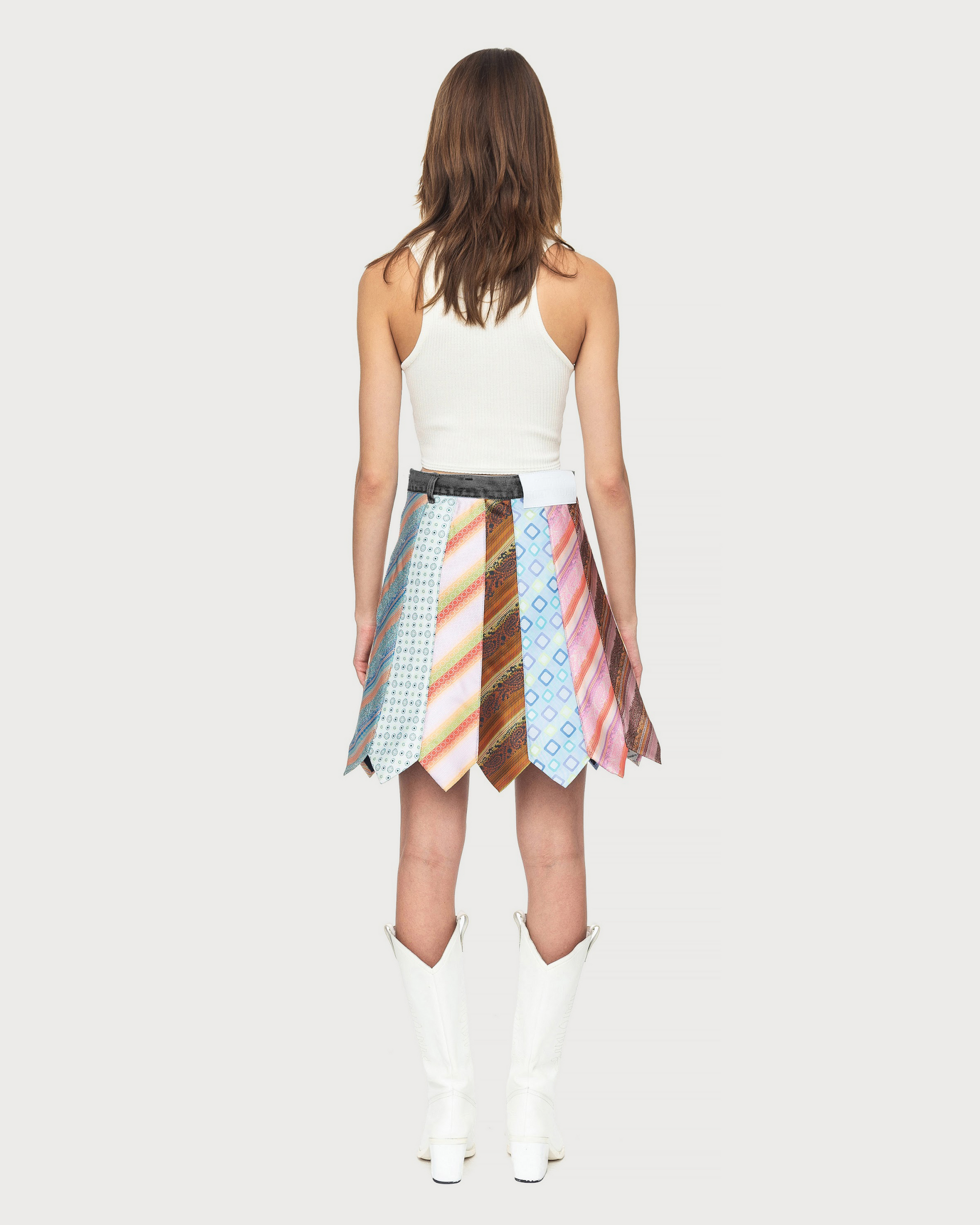 Buy Tie-Madness Skirt with Black Denim Belt – Bottoms by Ksenia Schnaider | Ethical & Sustainable Fashion
