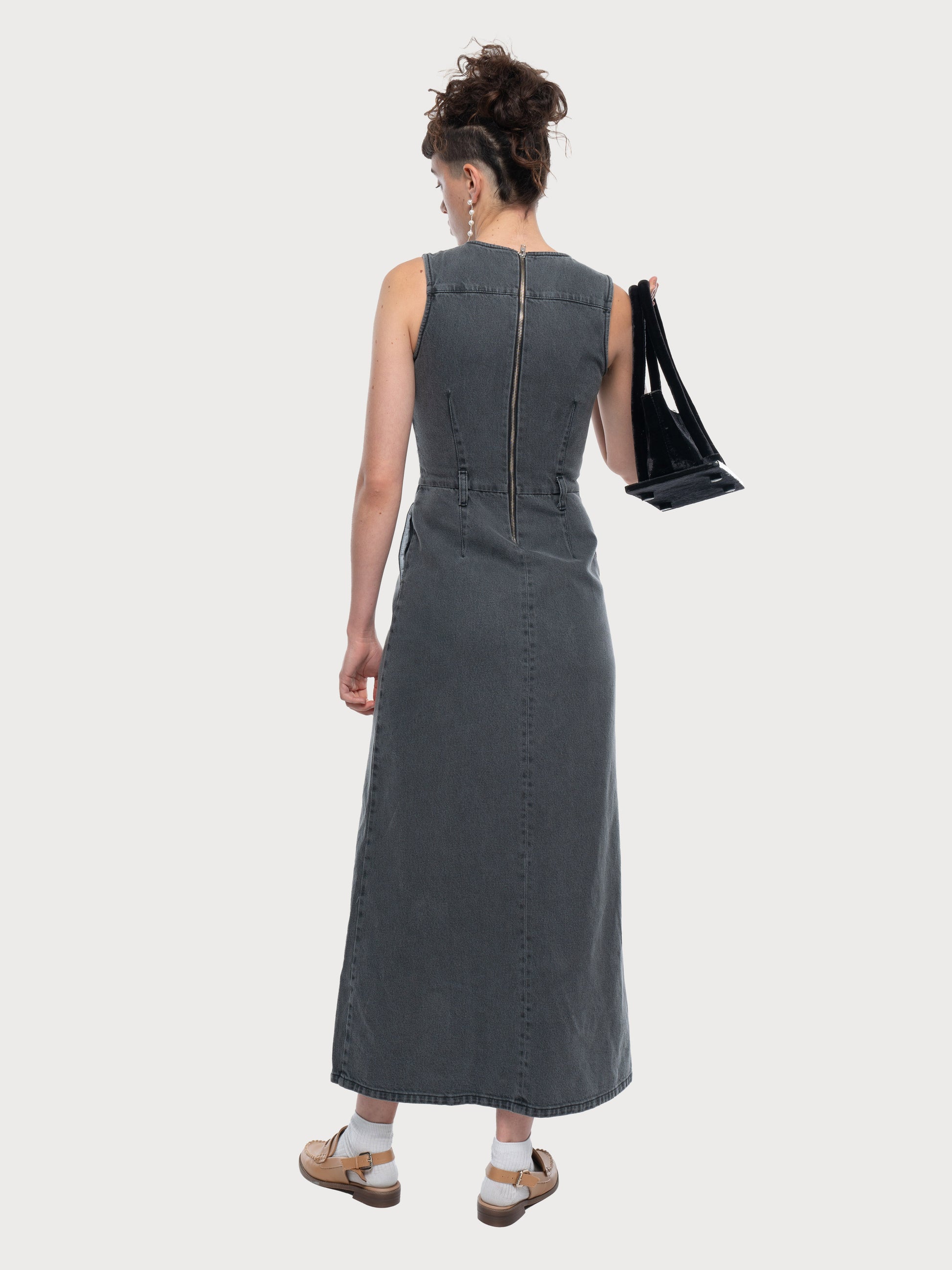 Buy Denim Maxi Dress with Front Splits – Dresses by Ksenia Schnaider | Ethical & Sustainable Fashion