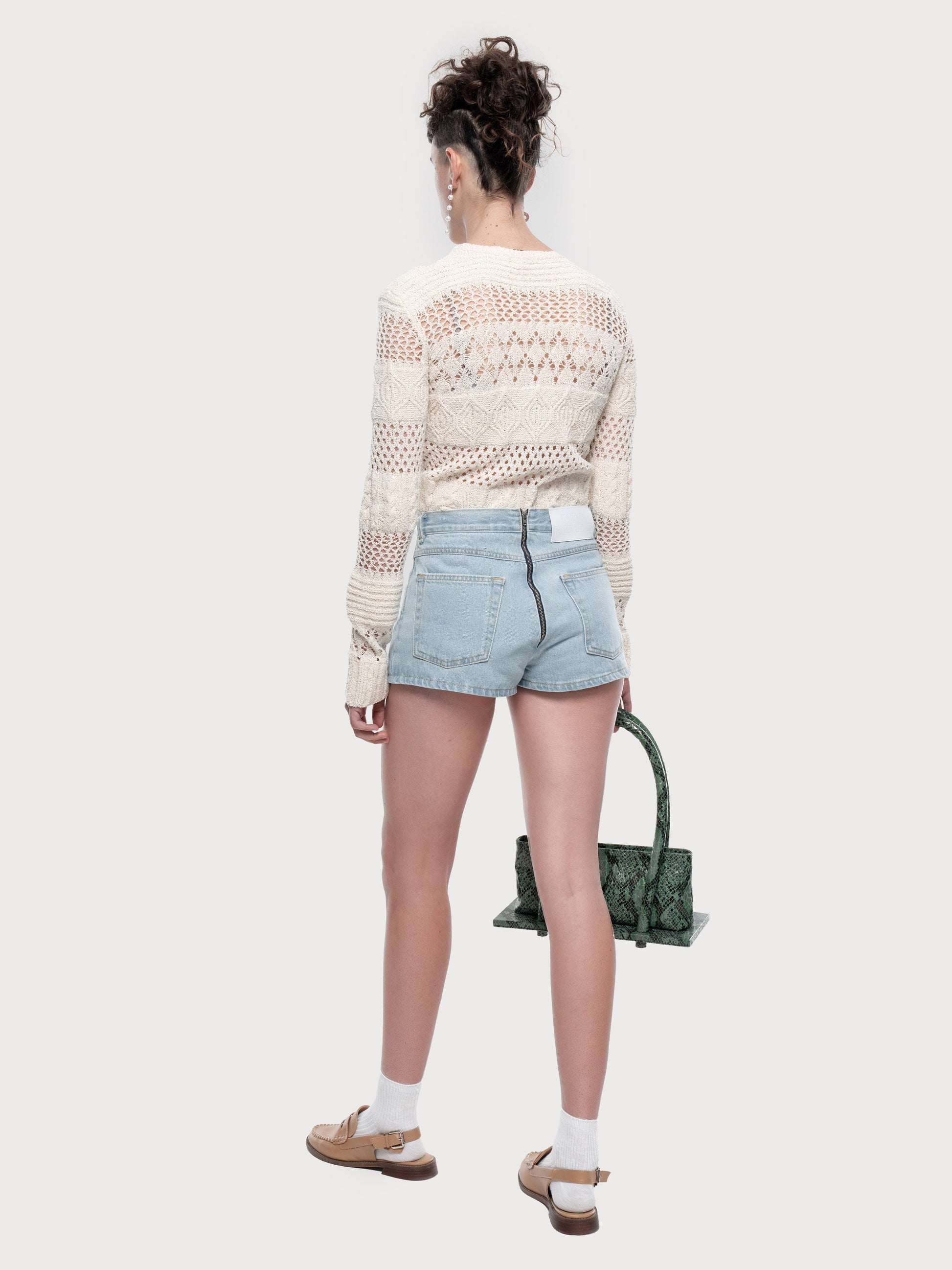 Buy Denim Mini Skort – Bottoms by Ksenia Schnaider | Ethical & Sustainable Fashion