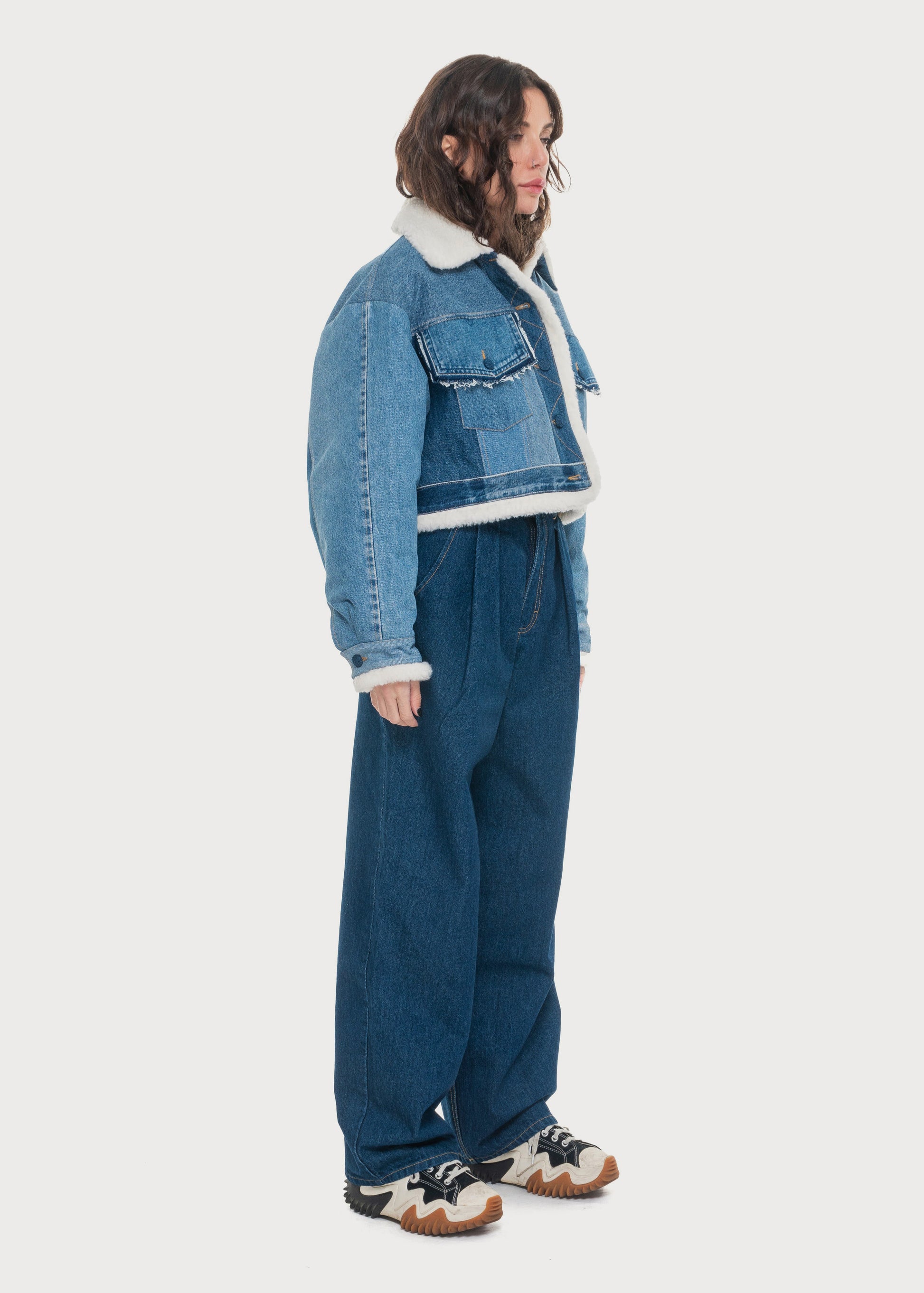 Buy Reworked Denim Winter Jacket – Outerwear by Ksenia Schnaider | Ethical & Sustainable Fashion