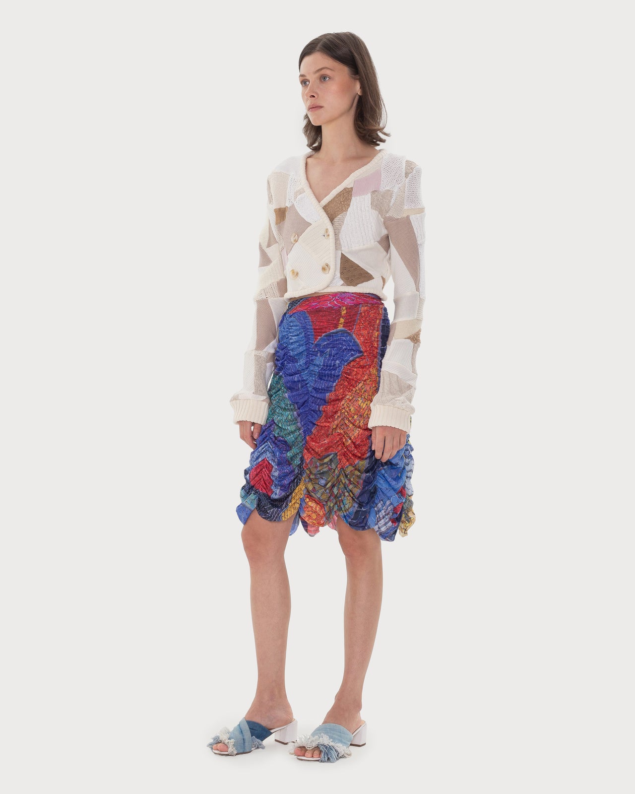 Buy Draped Mosaic Skirt – Bottoms by Ksenia Schnaider | Ethical & Sustainable Fashion