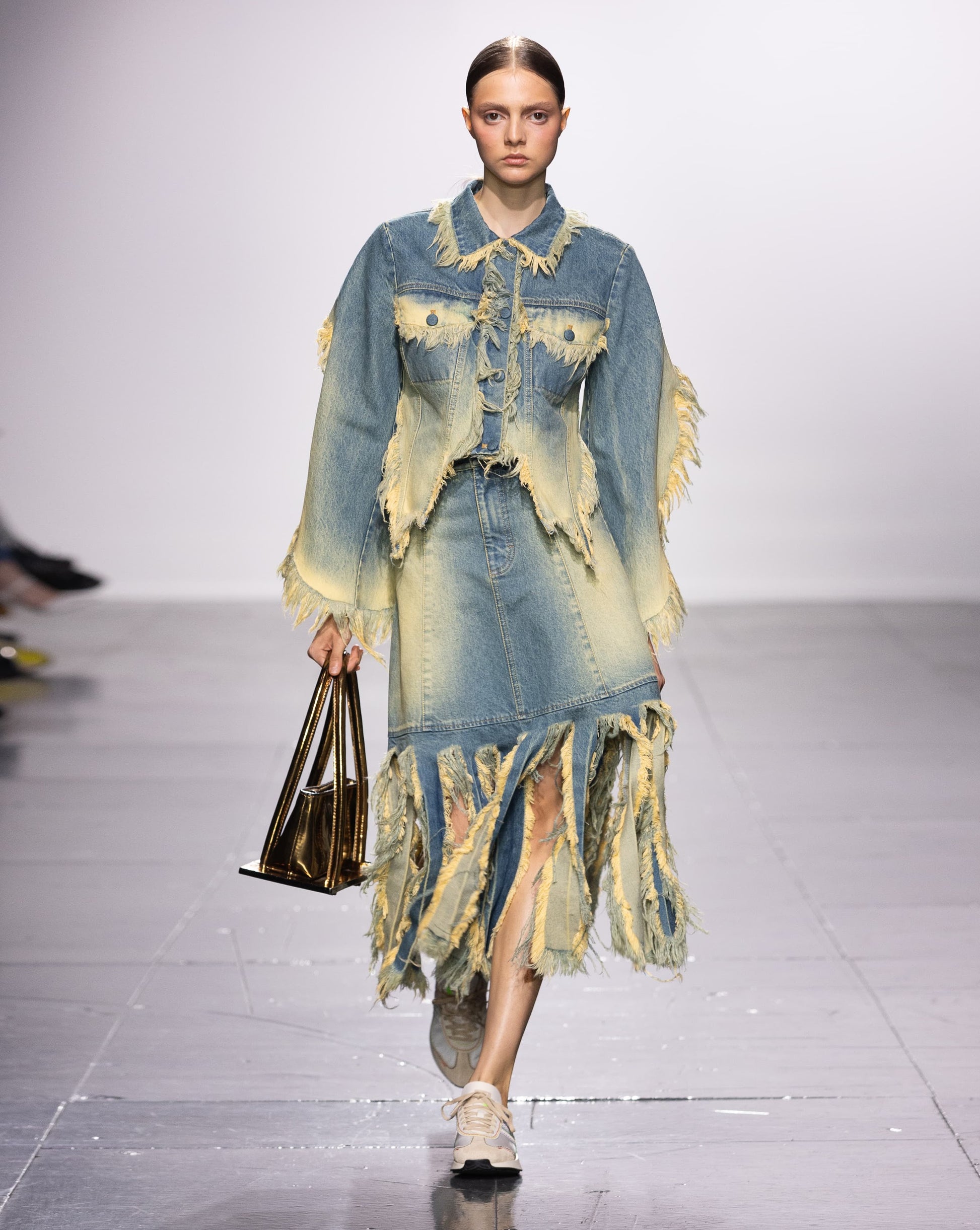 Buy Midi Monster Fringed Skirt with Rust Wash – Bottoms by Ksenia Schnaider | Ethical & Sustainable Fashion