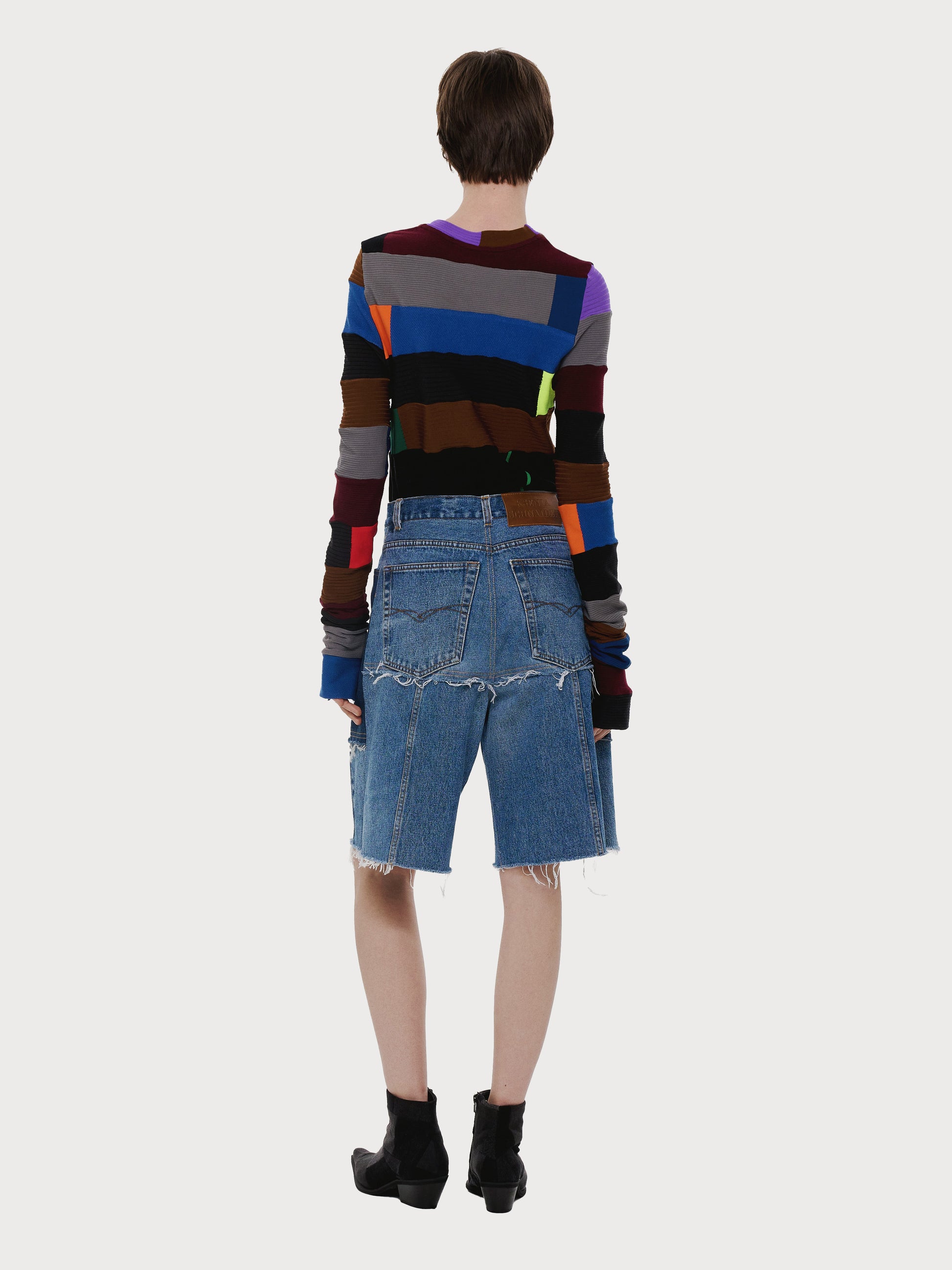 Buy Reworked Denim Bermuda Shorts – Bottoms by Ksenia Schnaider | Ethical & Sustainable Fashion