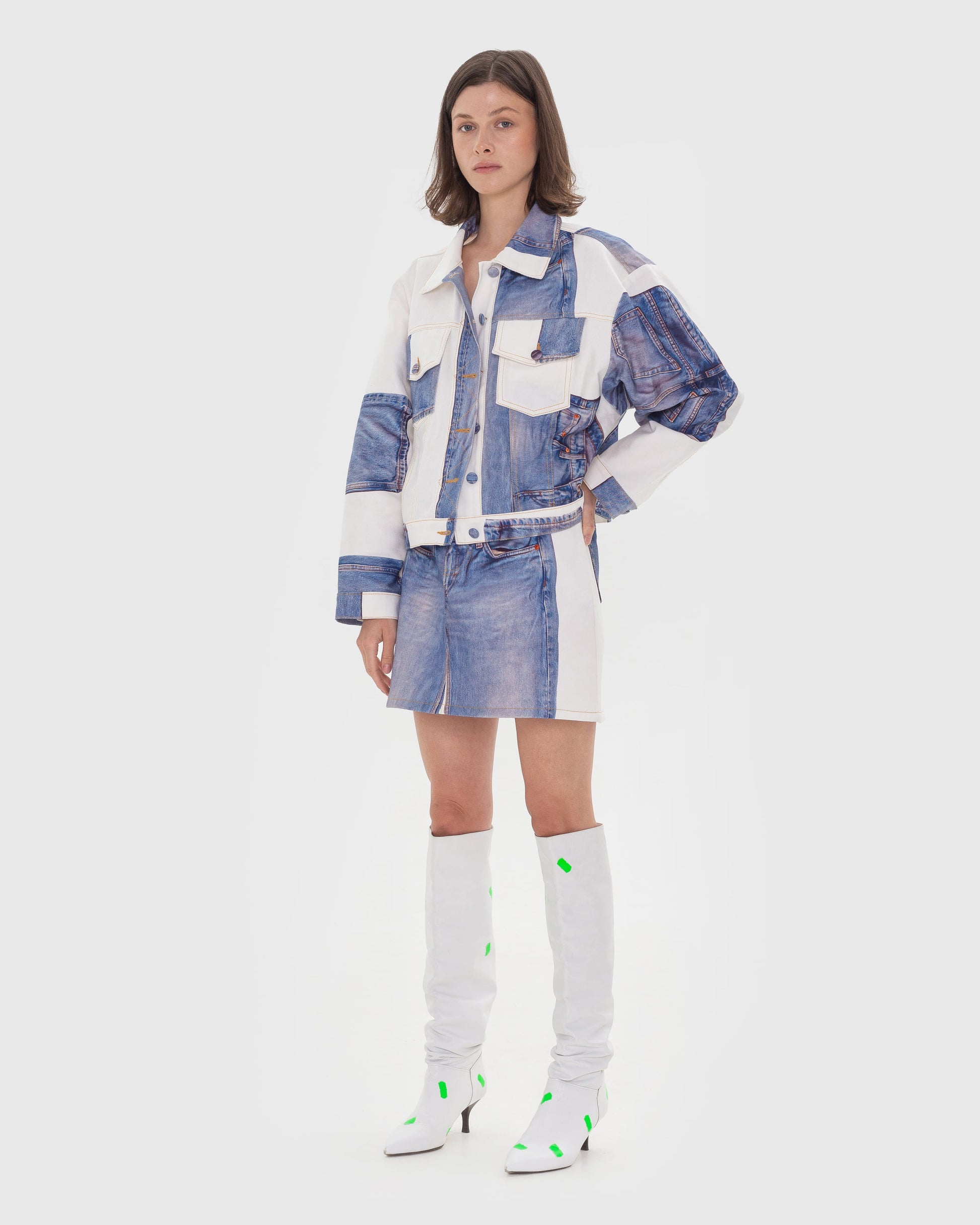 Buy Denim Puzzle Jacket – Outerwear by Ksenia Schnaider | Ethical & Sustainable Fashion