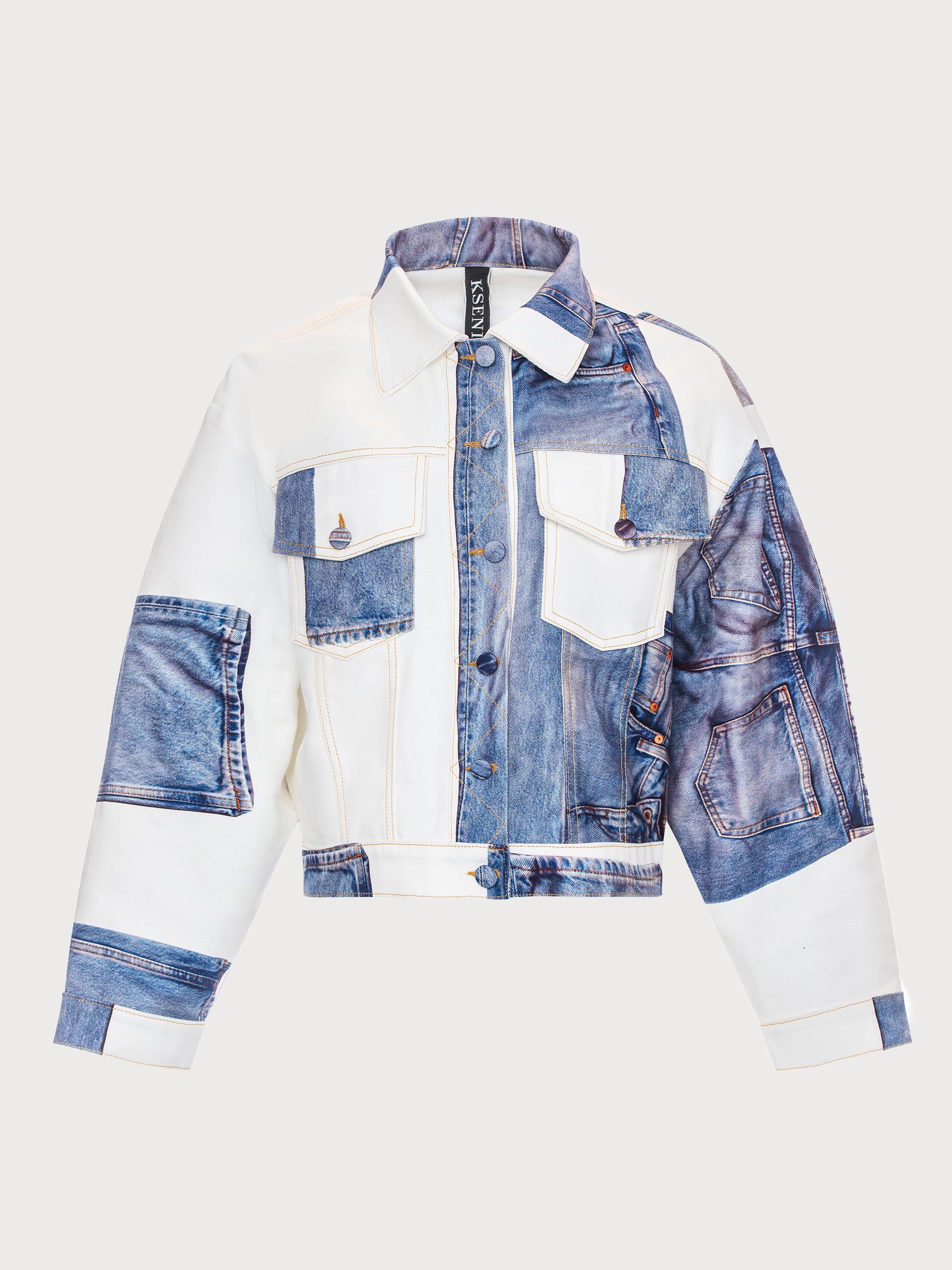 Buy Denim Puzzle Jacket – Outerwear by Ksenia Schnaider | Ethical & Sustainable Fashion