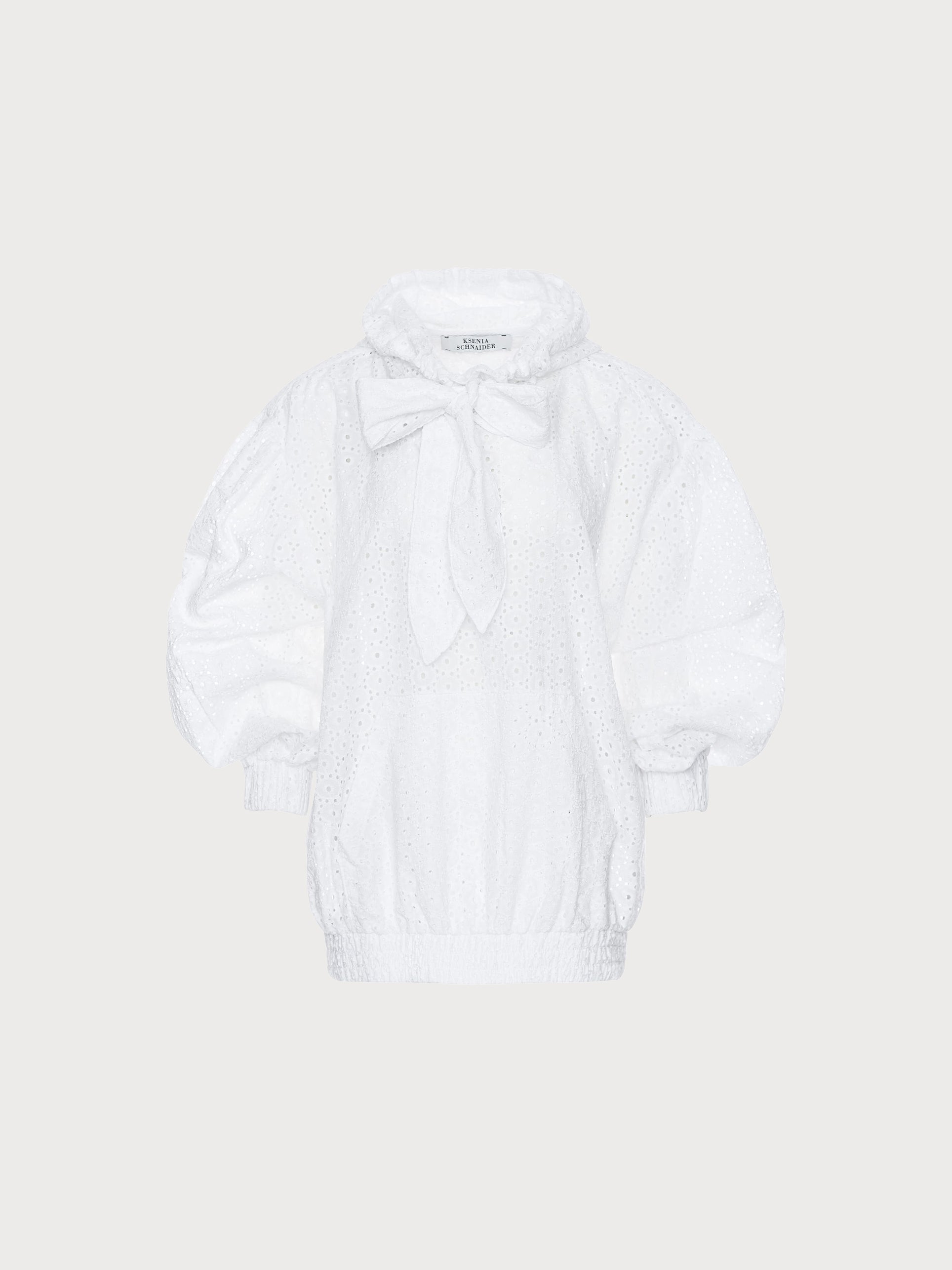 Buy Broderie Anglaise Hoodie with Bow Detail (Template Test) – Tops by Ksenia Schnaider | Ethical & Sustainable Fashion