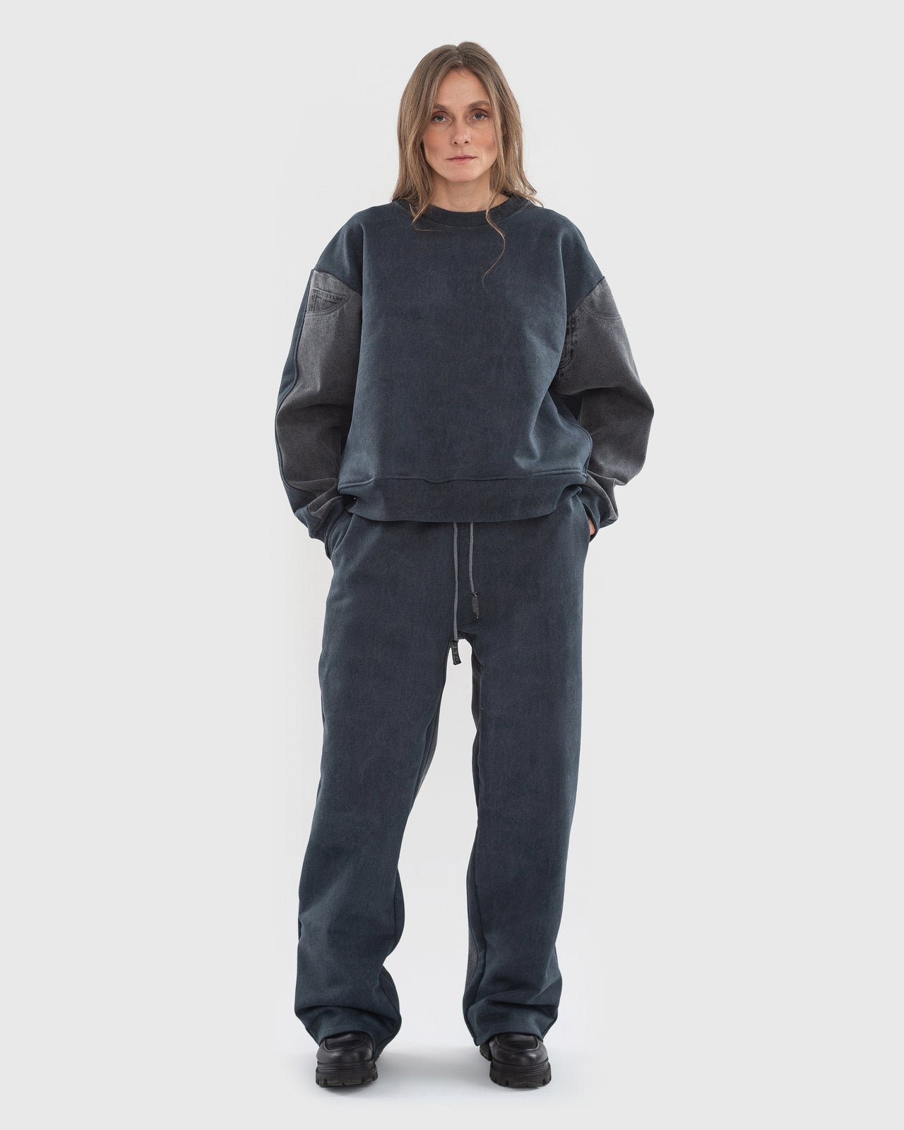 Buy Yin Yang Denim Joggers – Bottoms by Ksenia Schnaider | Ethical & Sustainable Fashion