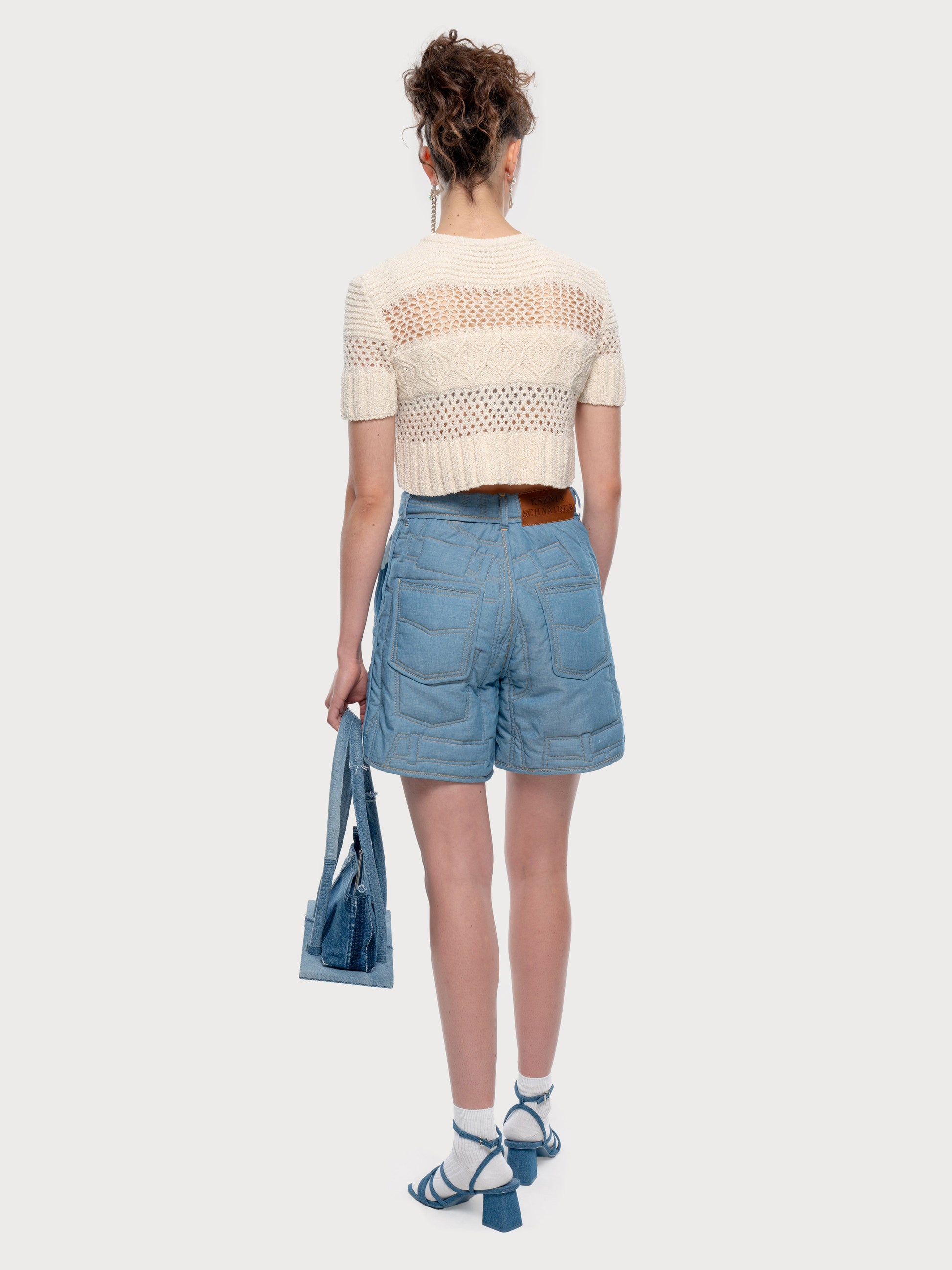 Buy Quilted Denim Shorts – Bottoms by Ksenia Schnaider | Ethical & Sustainable Fashion