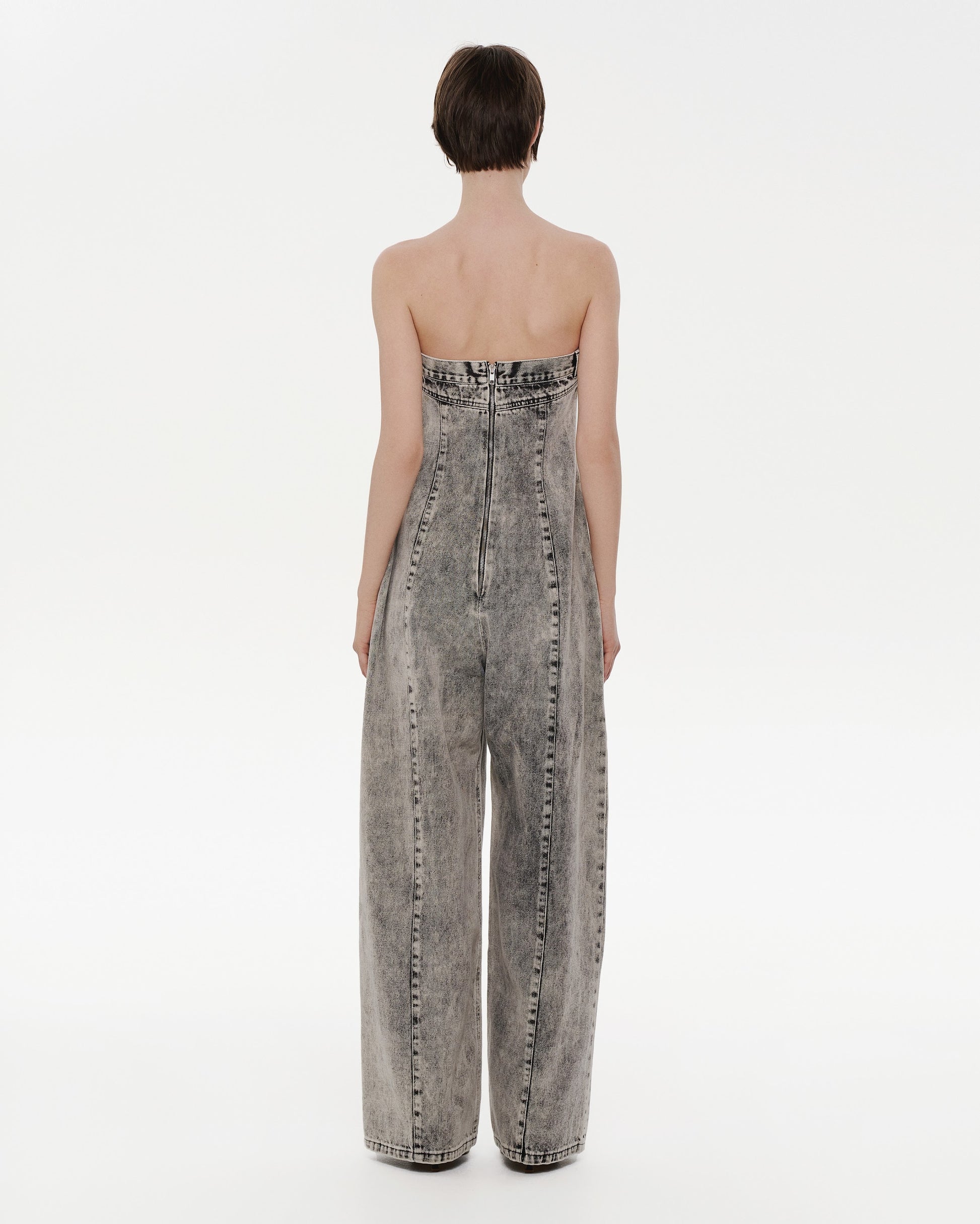 Buy Grey Acid Wash Denim Overall – Bottoms by Ksenia Schnaider | Ethical & Sustainable Fashion