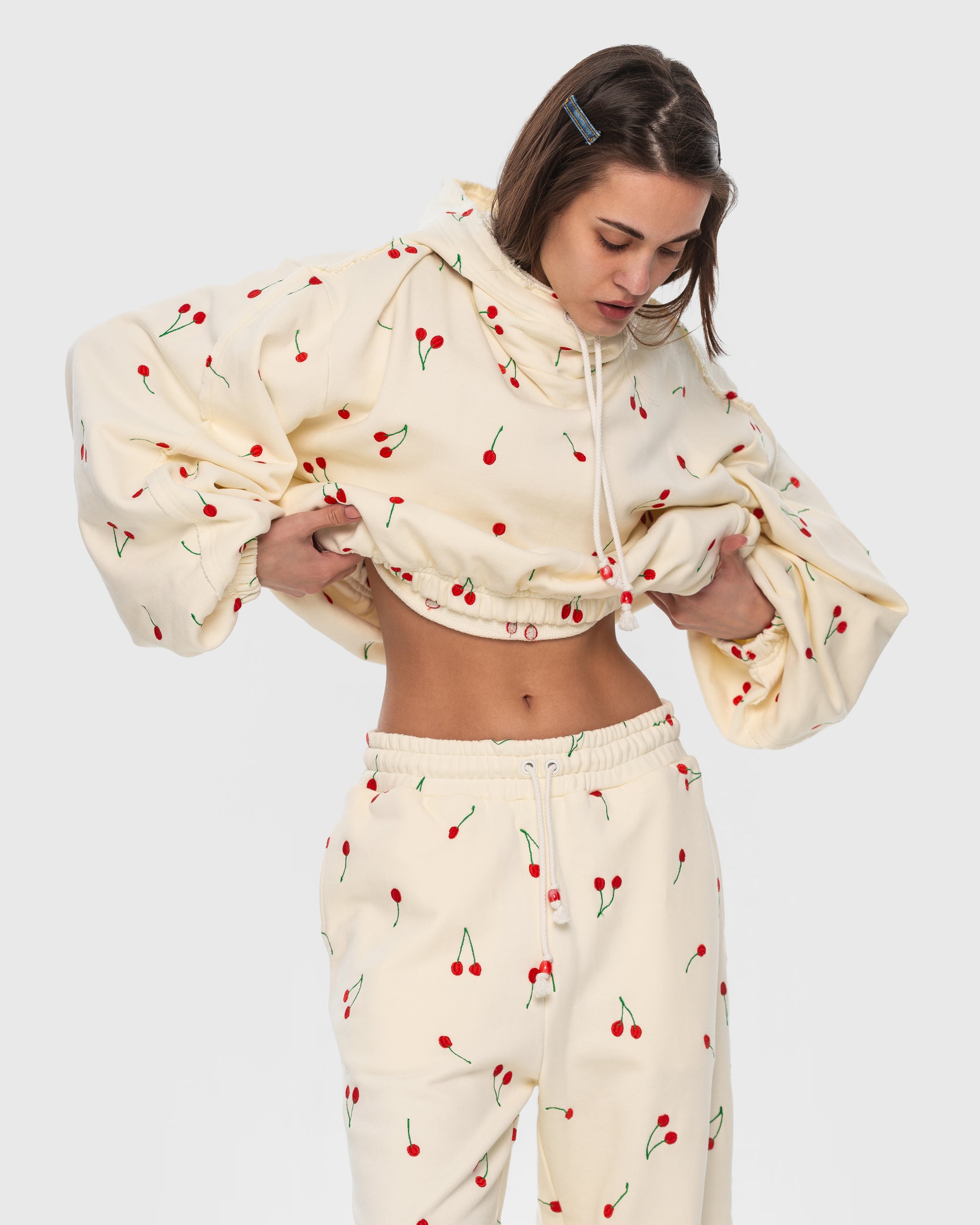 Buy Joggers with Embroidered Cherries – Bottoms by Ksenia Schnaider | Ethical & Sustainable Fashion