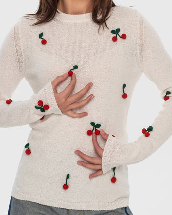 Buy Knitted Cherry Longsleeve – Tops by Ksenia Schnaider | Ethical & Sustainable Fashion