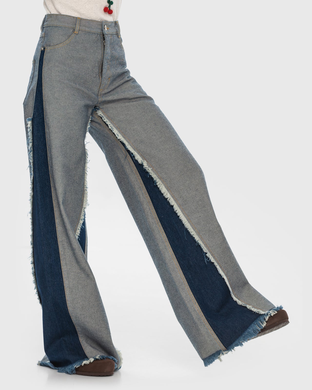 Buy Reversed Jeans with Contrast Side Lines – Bottoms by Ksenia Schnaider | Ethical & Sustainable Fashion