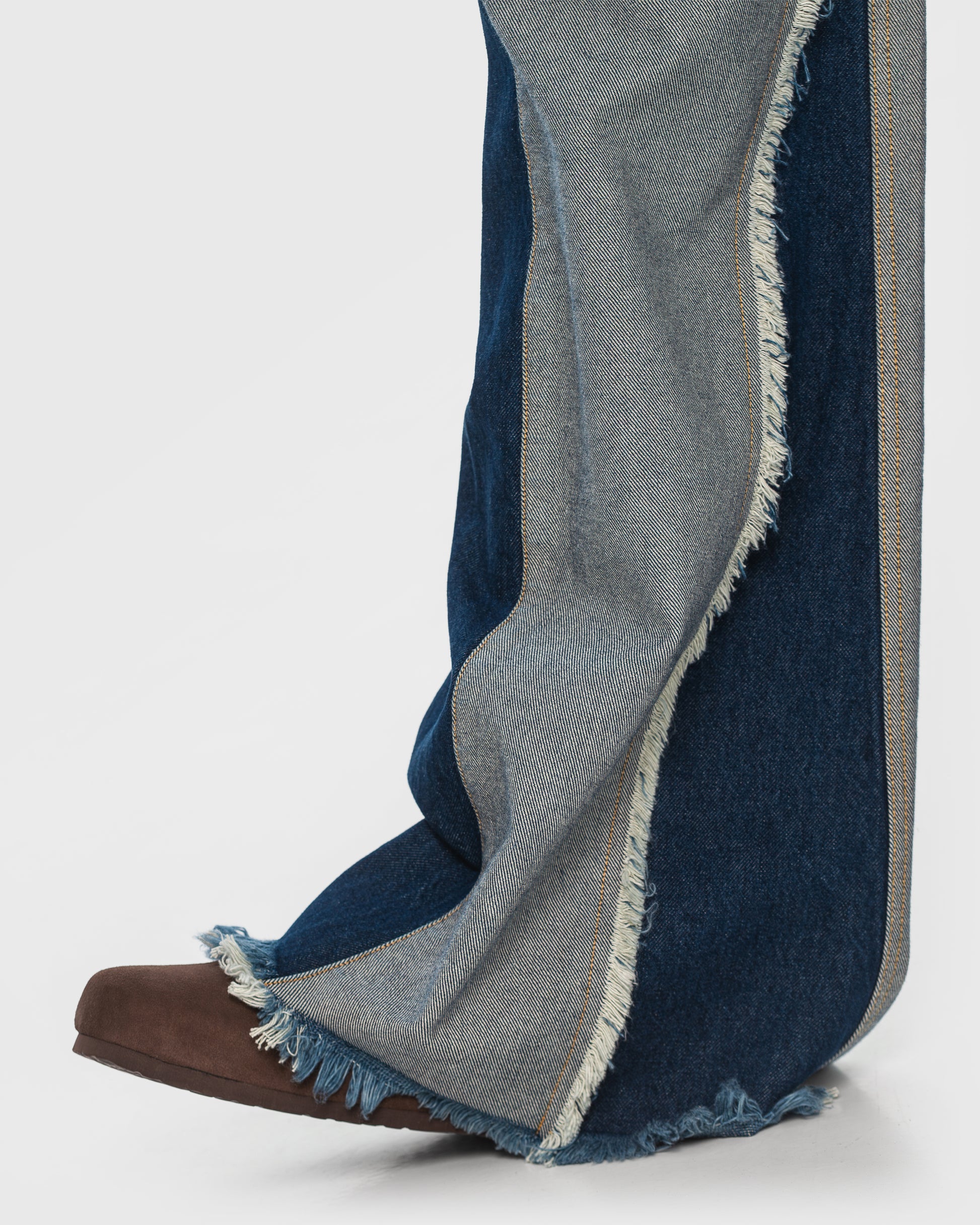 Buy Reversed Jeans with Contrast Side Lines – Bottoms by Ksenia Schnaider | Ethical & Sustainable Fashion