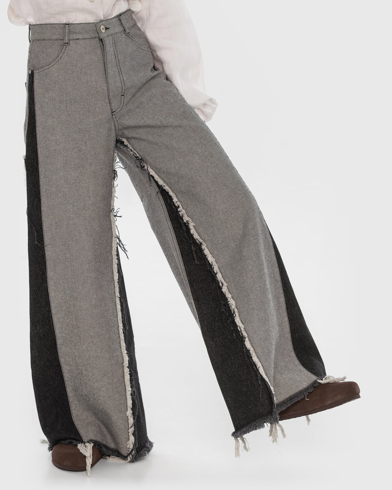 Buy Reversed Jeans with Contrast Side Lines – Bottoms by Ksenia Schnaider | Ethical & Sustainable Fashion