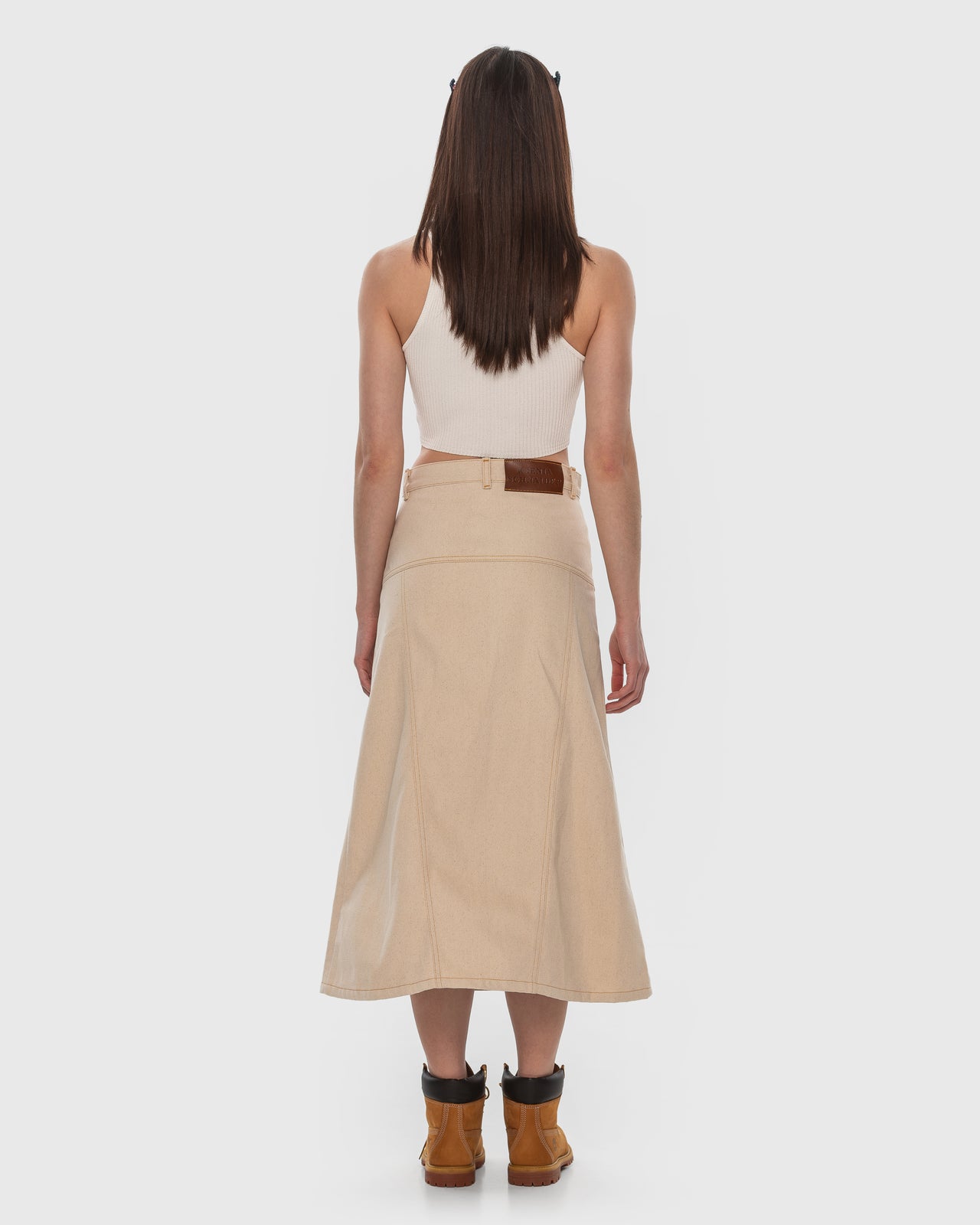 Buy Facing Denim Midi Skirt – Bottoms by Ksenia Schnaider | Ethical & Sustainable Fashion
