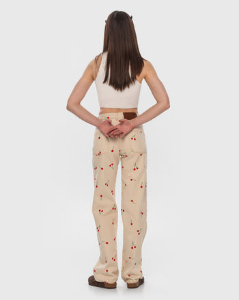 Buy Jeans with Embroidered Cherries – Bottoms by Ksenia Schnaider | Ethical & Sustainable Fashion