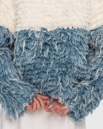 Buy Two-Tone Denim Fur Jacket – Outerwear by Ksenia Schnaider | Ethical & Sustainable Fashion