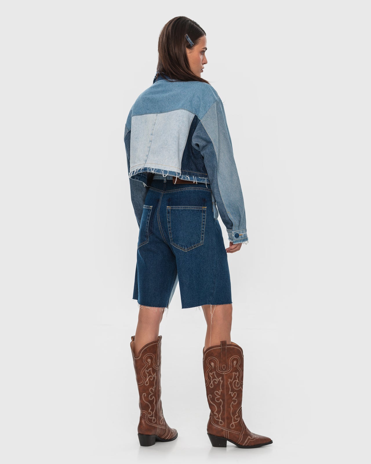 Buy Patchwork Cropped Jacket – Outerwear by Ksenia Schnaider | Ethical & Sustainable Fashion