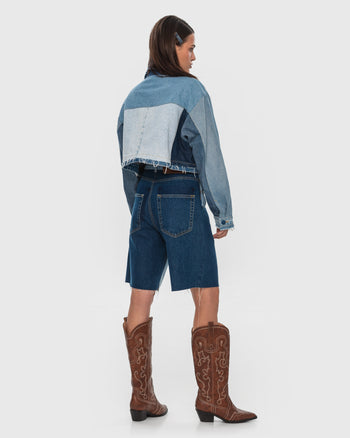 Buy Patchwork Cropped Jacket – Outerwear by Ksenia Schnaider | Ethical & Sustainable Fashion