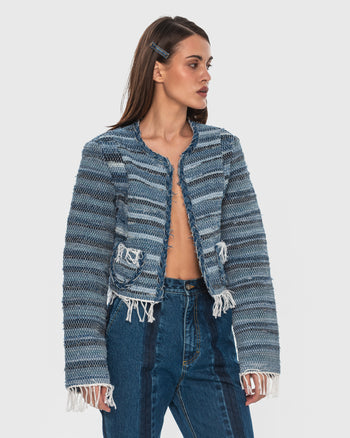 Buy Zero-Waste Jacket in Rug Technique – Outerwear by Ksenia Schnaider | Ethical & Sustainable Fashion