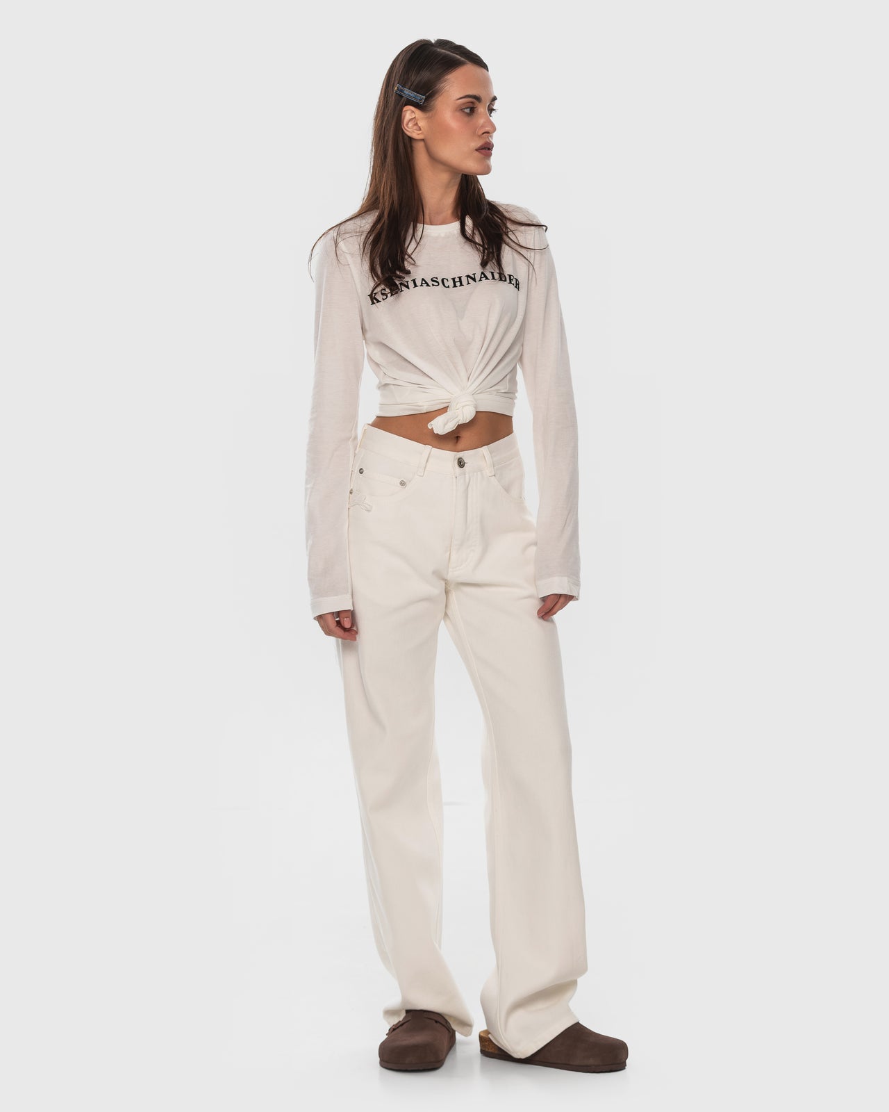 Buy Jeans with Denim Rug Detail – Bottoms by Ksenia Schnaider | Ethical & Sustainable Fashion