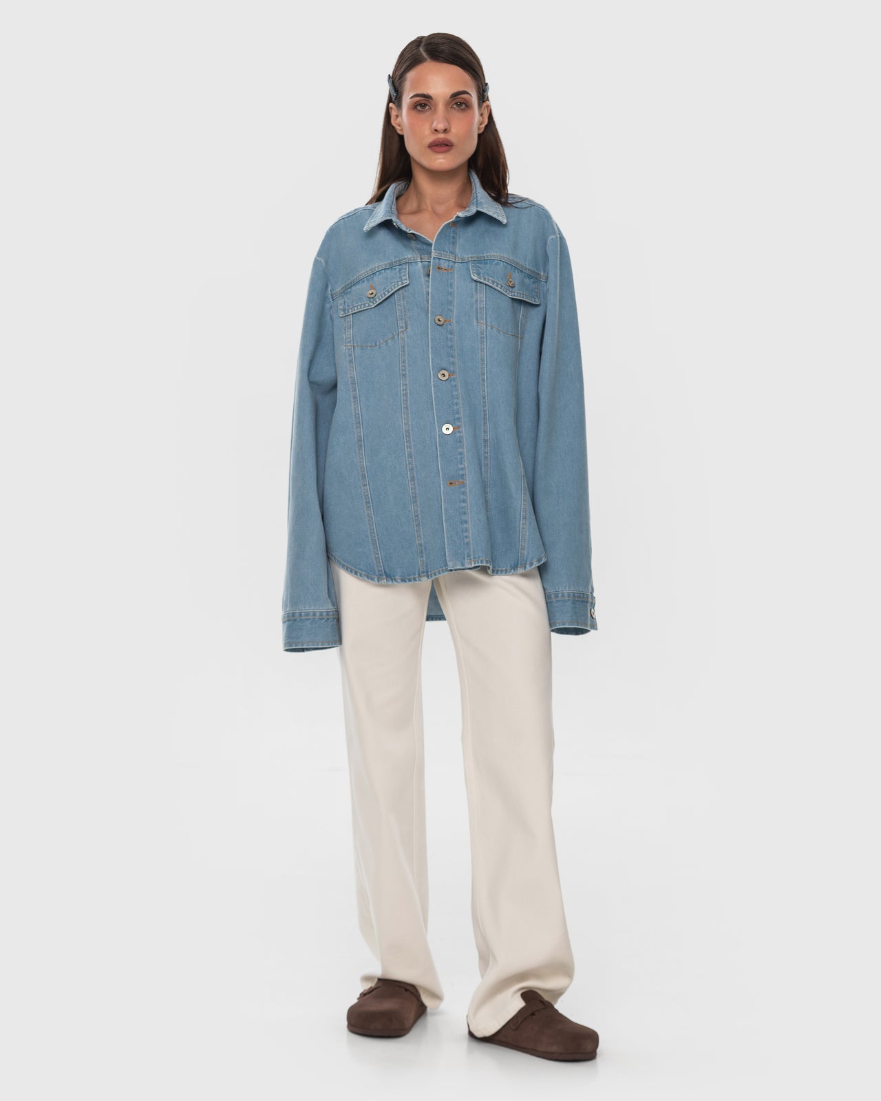 Buy Facing Denim Shirt – Tops by Ksenia Schnaider | Ethical & Sustainable Fashion