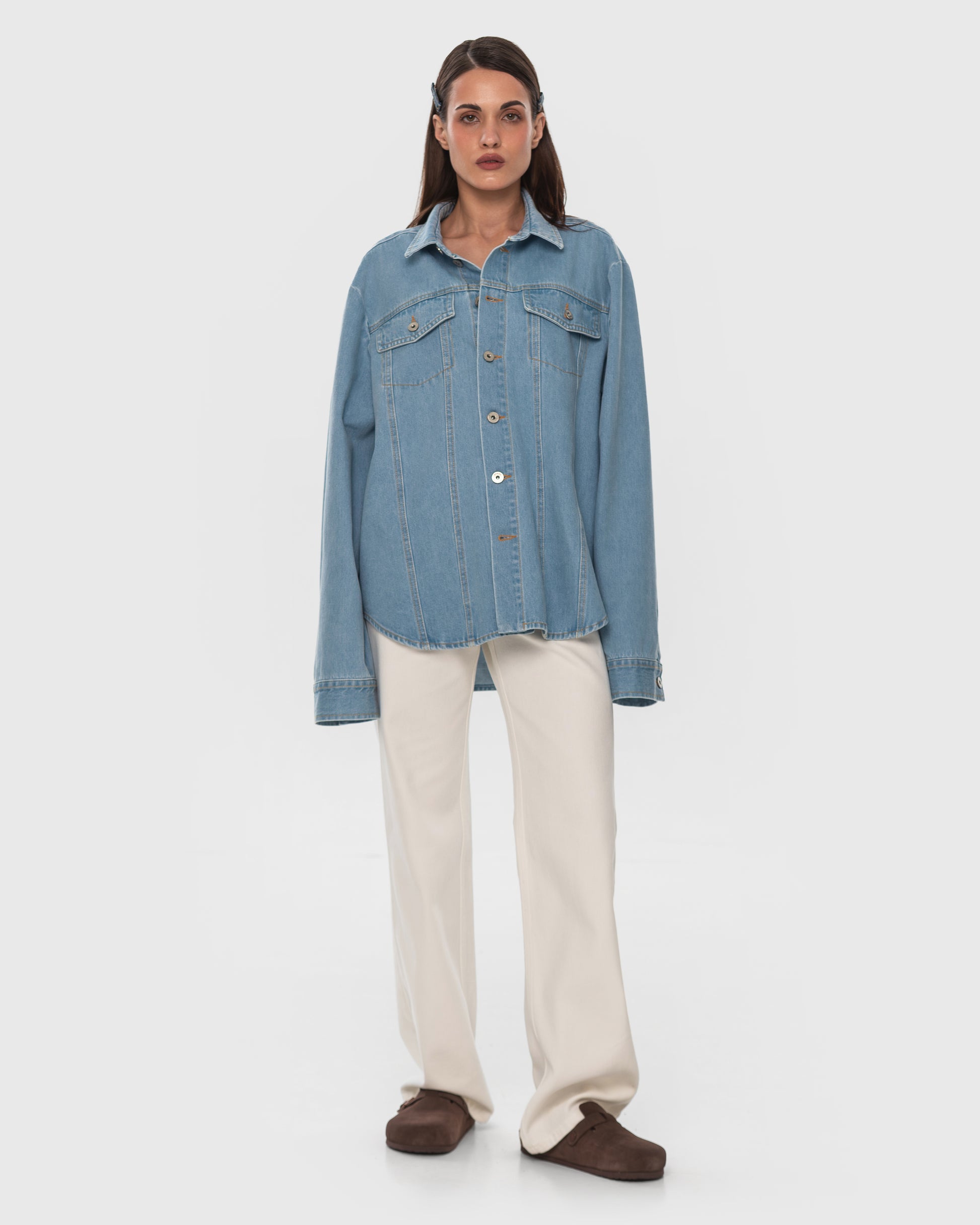 Buy Facing Denim Shirt – Tops by Ksenia Schnaider | Ethical & Sustainable Fashion