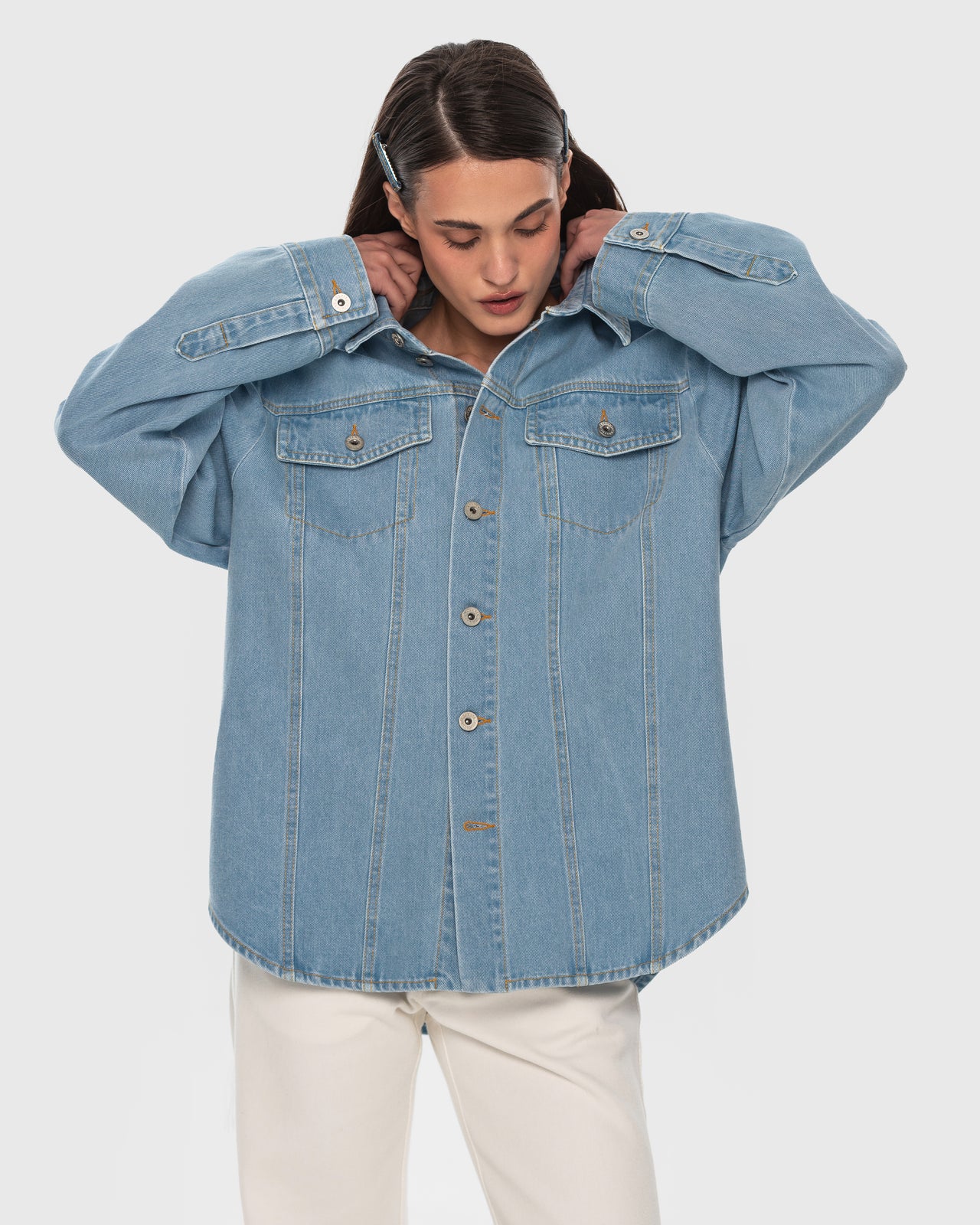 Buy Facing Denim Shirt – Tops by Ksenia Schnaider | Ethical & Sustainable Fashion