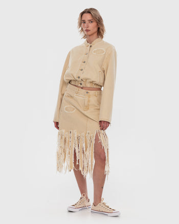 Buy Brandless Midi Denim Medusa Skirt – Bottoms by Ksenia Schnaider | Ethical & Sustainable Fashion