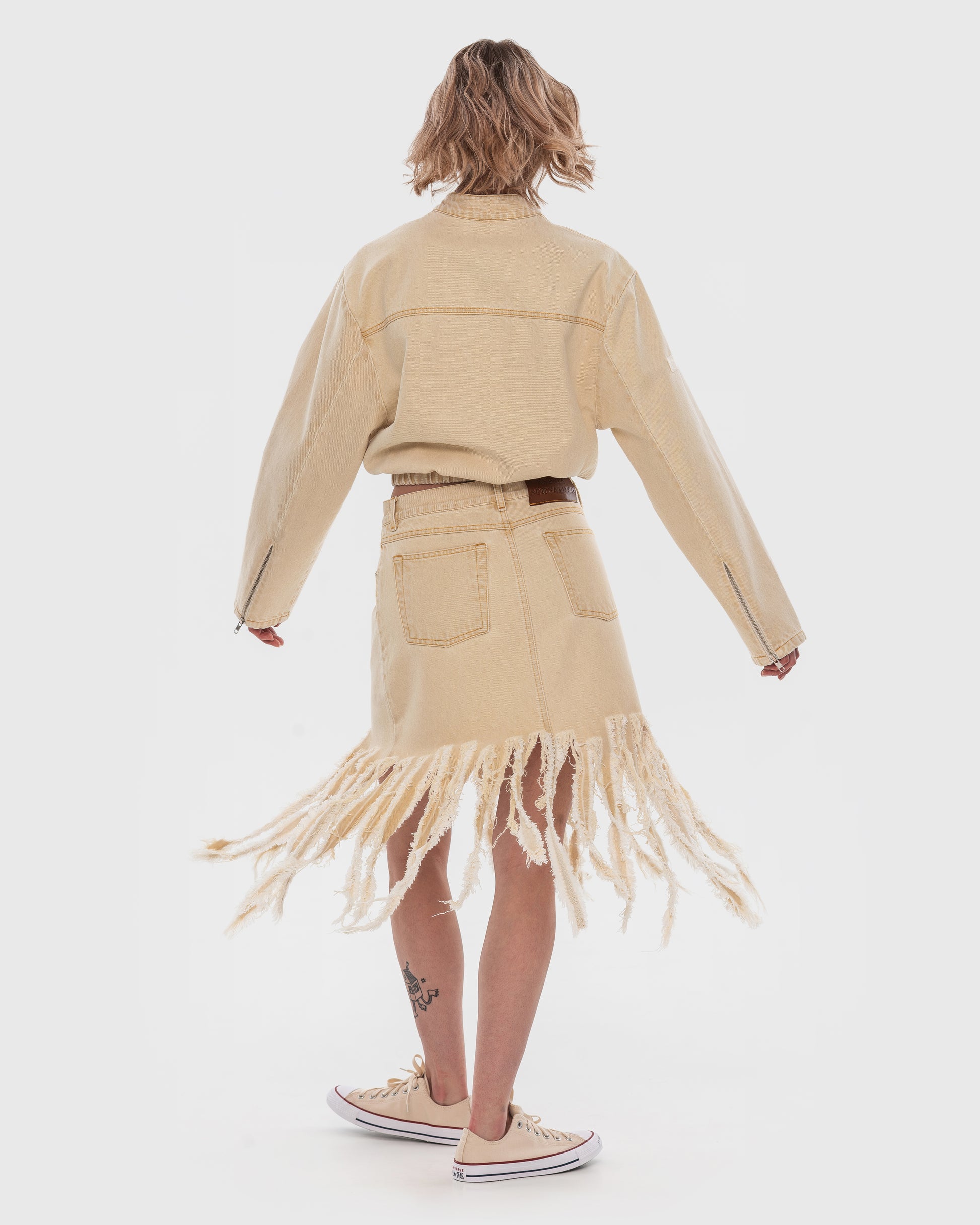 Buy Brandless Midi Denim Medusa Skirt – Bottoms by Ksenia Schnaider | Ethical & Sustainable Fashion