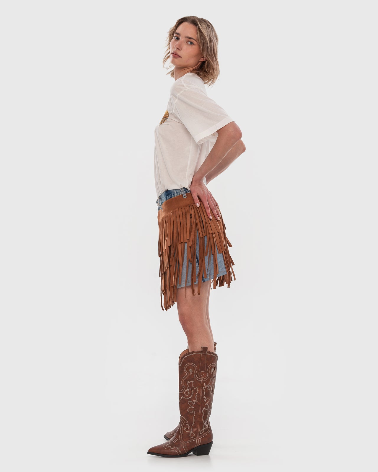 Buy Brandless Tapestry-Patch Cotton T-shirt – Tops by Ksenia Schnaider | Ethical & Sustainable Fashion