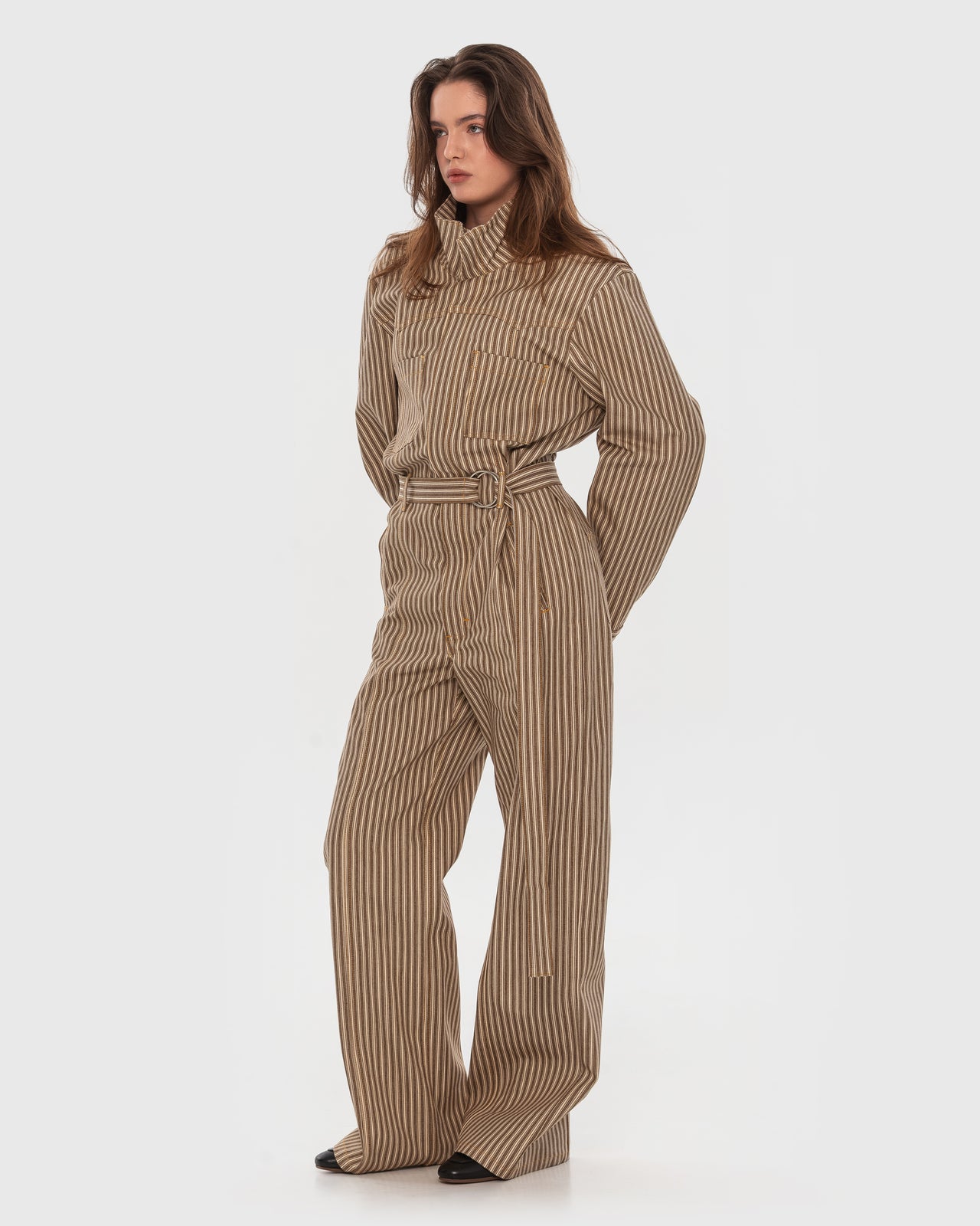 Buy Striped Denim Jumpsuit – Bottoms by Ksenia Schnaider | Ethical & Sustainable Fashion
