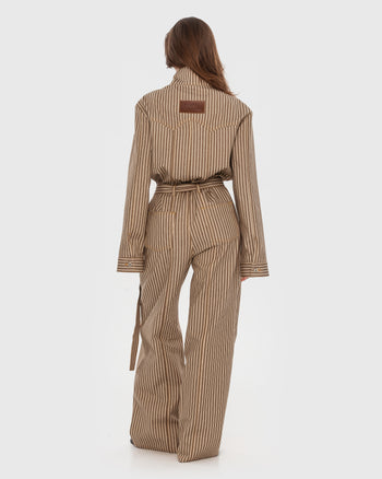 Buy Striped Denim Jumpsuit – Bottoms by Ksenia Schnaider | Ethical & Sustainable Fashion