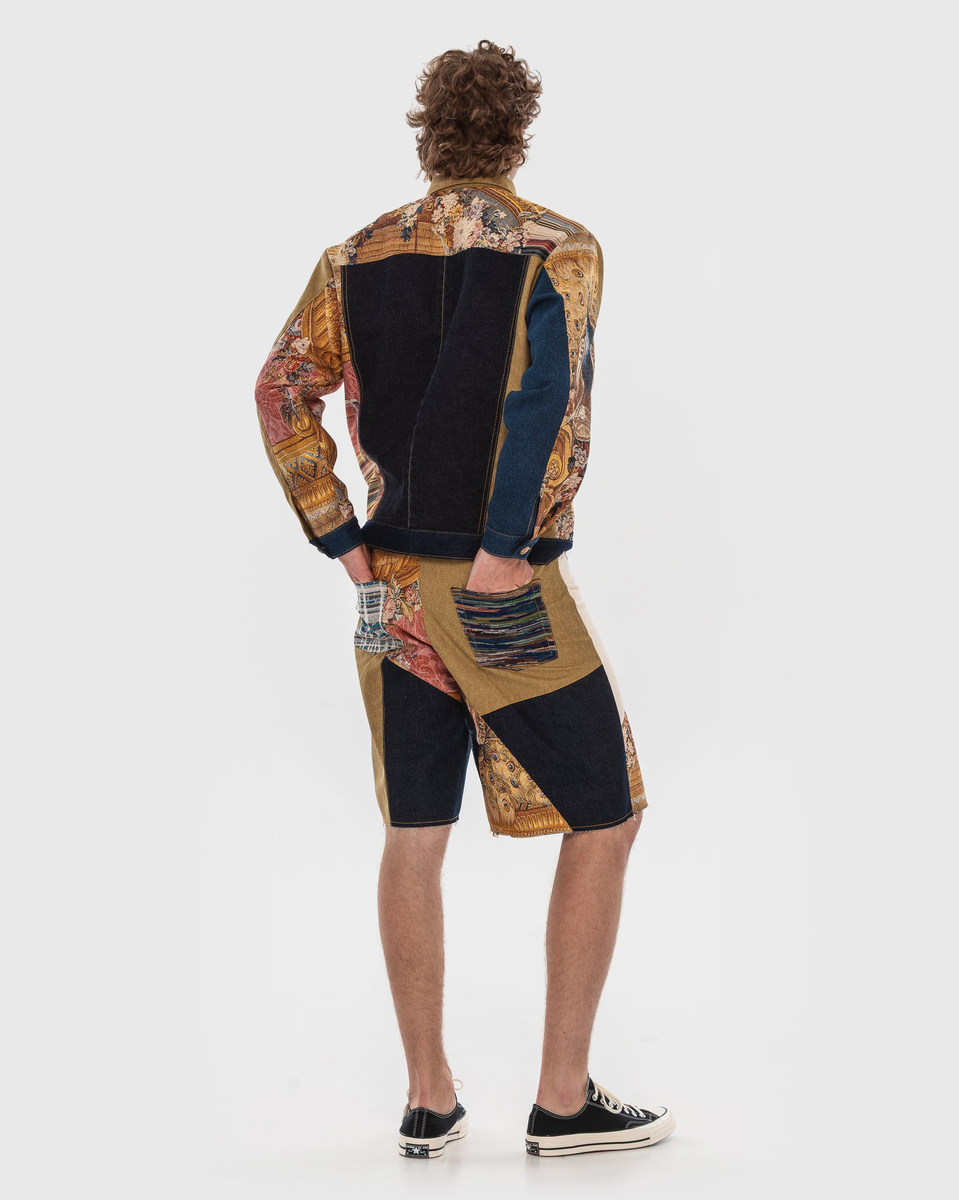 Buy Tapestry Patchwork Denim Shorts – Bottoms by Ksenia Schnaider | Ethical & Sustainable Fashion