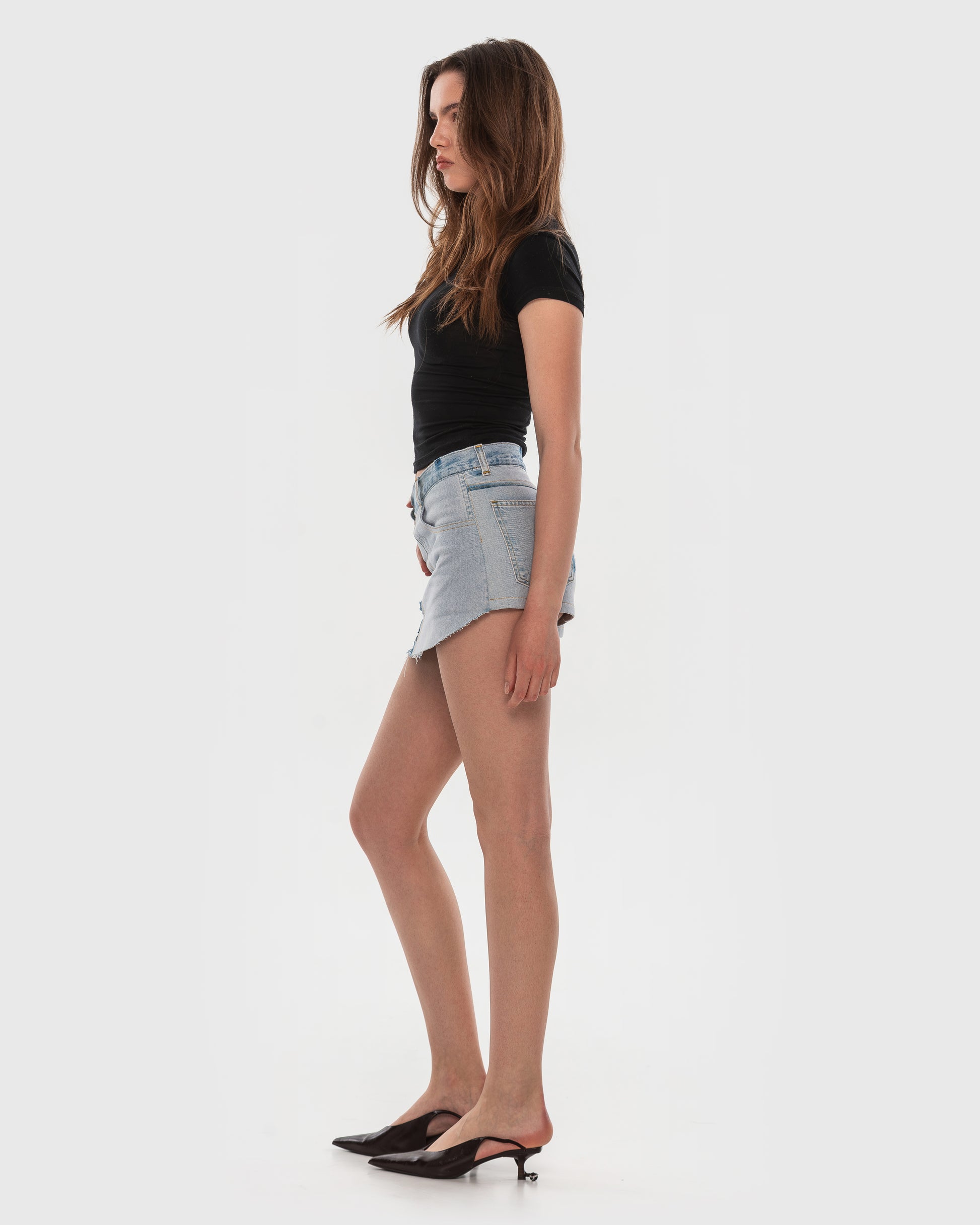 Buy Denim Mini Skort – Bottoms by Ksenia Schnaider | Ethical & Sustainable Fashion