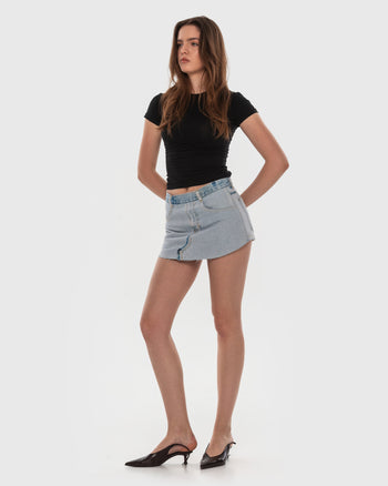 Buy Denim Mini Skort – Bottoms by Ksenia Schnaider | Ethical & Sustainable Fashion