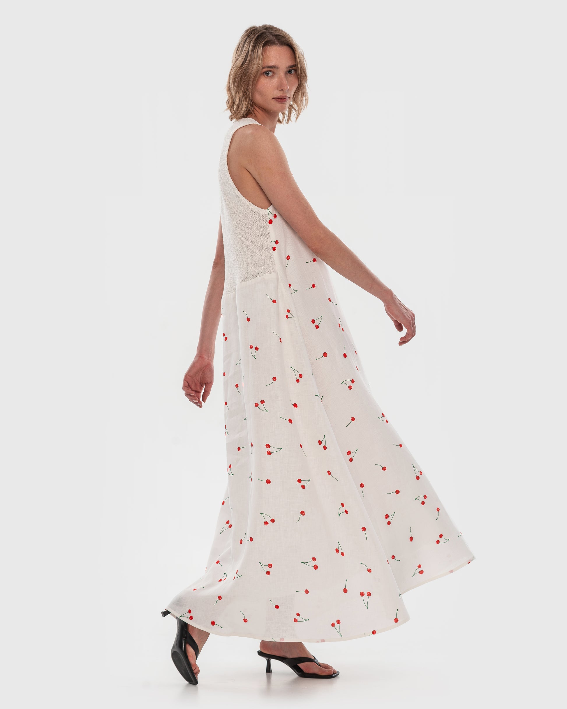 Buy Hemp Maxi Dress with Cherry Print – Dresses by Ksenia Schnaider | Ethical & Sustainable Fashion