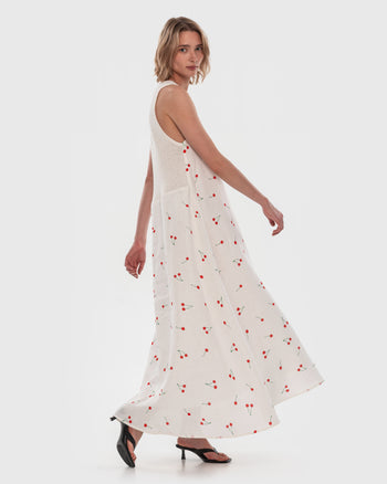 Buy Hemp Maxi Dress with Cherry Print – Dresses by Ksenia Schnaider | Ethical & Sustainable Fashion