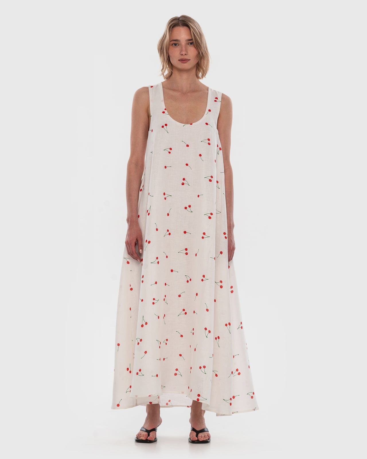 Buy Hemp Maxi Dress with Cherry Print – Dresses by Ksenia Schnaider | Ethical & Sustainable Fashion