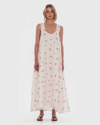 Buy Hemp Maxi Dress with Cherry Print – Dresses by Ksenia Schnaider | Ethical & Sustainable Fashion