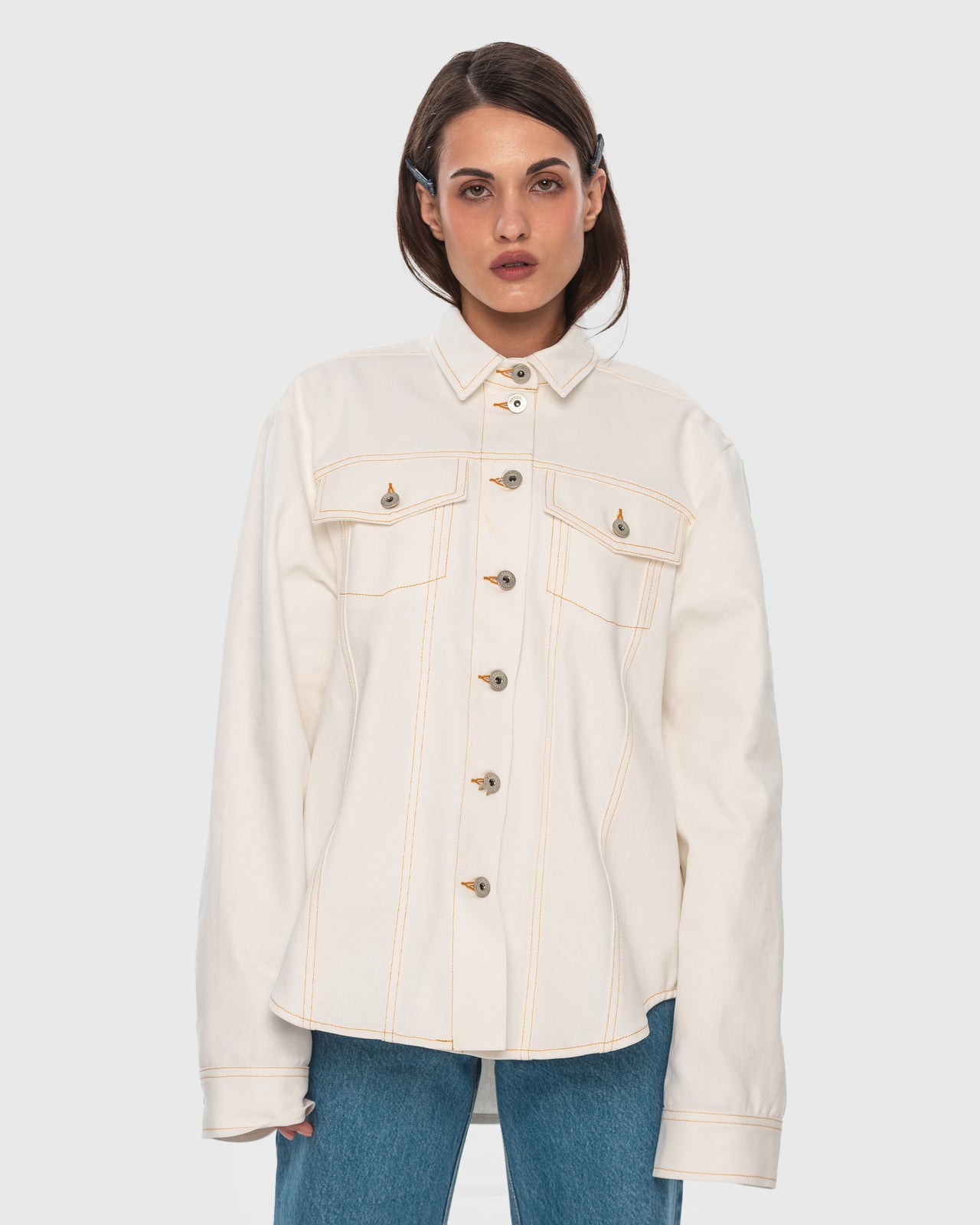 Buy Facing Denim Shirt – Tops by Ksenia Schnaider | Ethical & Sustainable Fashion