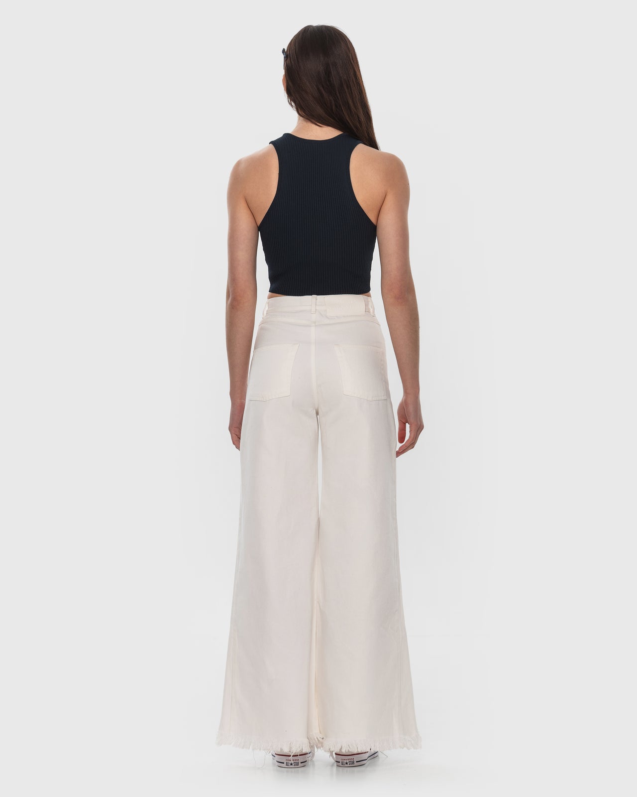 Buy Fringed Front Splits Flared Jeans – Bottoms by Ksenia Schnaider | Ethical & Sustainable Fashion