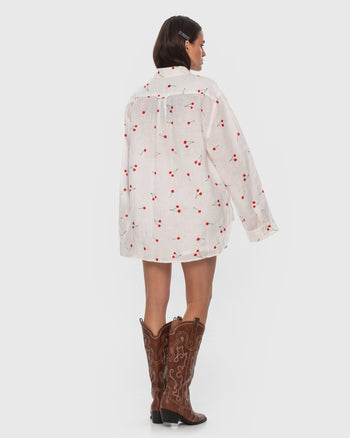 Buy Hemp Shirt with Cherry Print – Tops by Ksenia Schnaider | Ethical & Sustainable Fashion