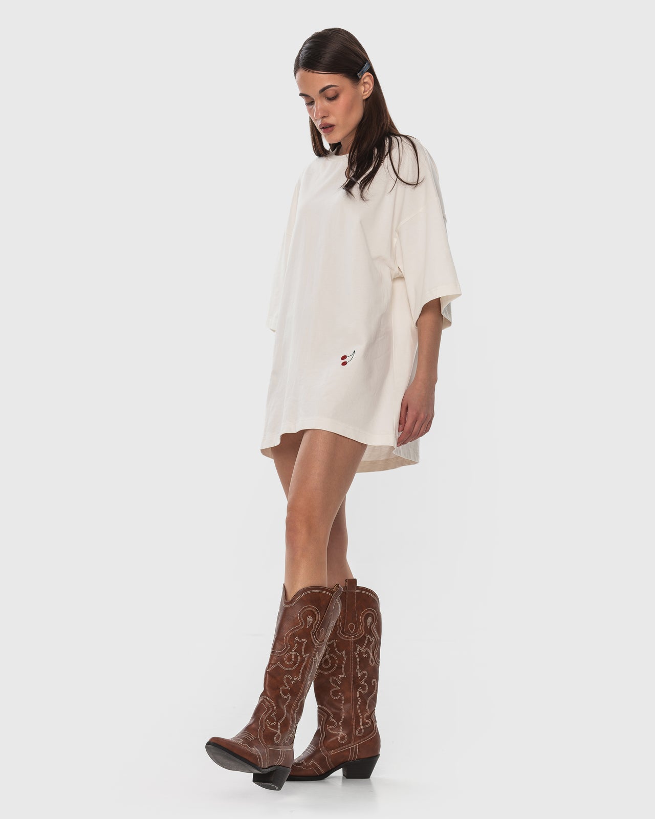 Buy T-Shirt with Embroidered Cherry – Tops by Ksenia Schnaider | Ethical & Sustainable Fashion