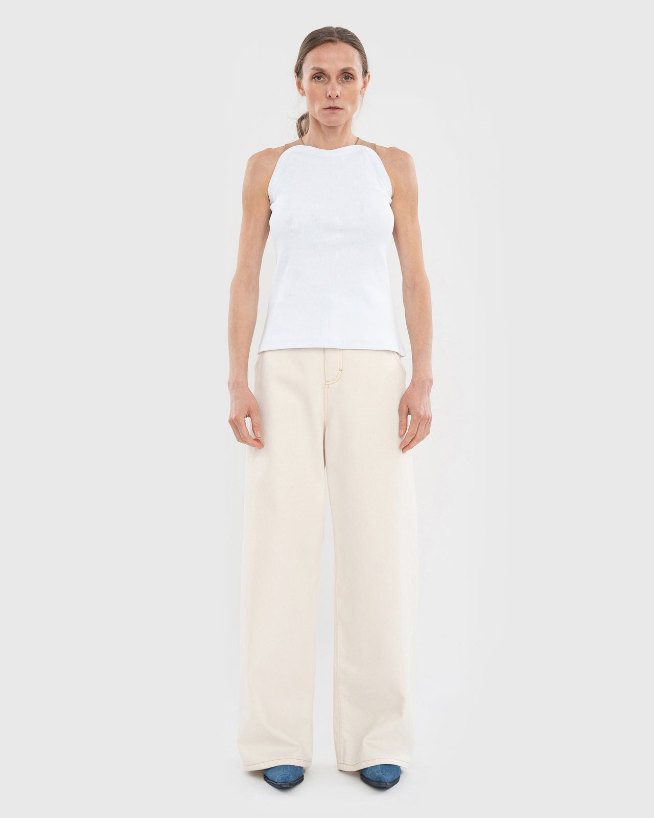 Buy White Wide Jeans – Bottoms by Ksenia Schnaider | Ethical & Sustainable Fashion