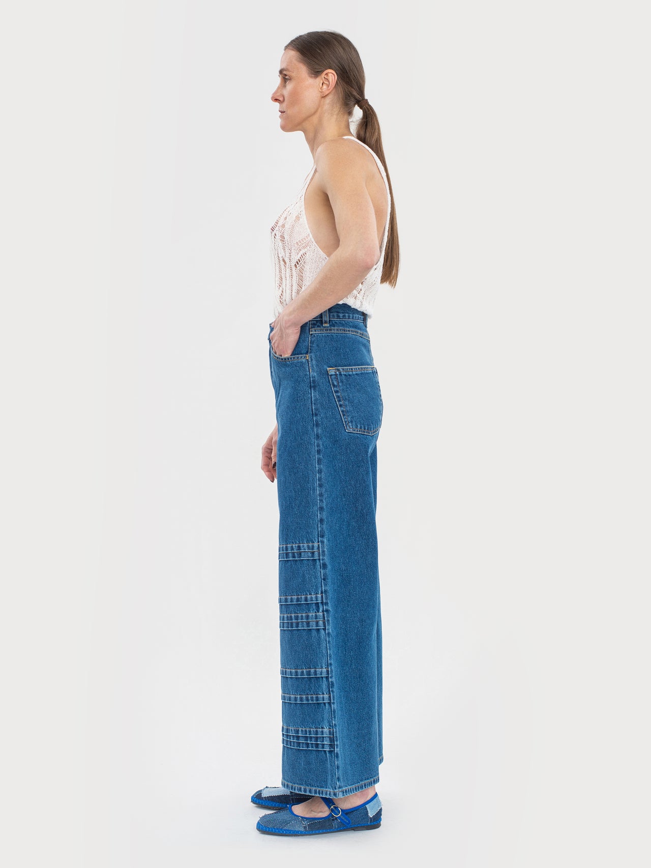Buy Ladder Quilted Cone Jeans – Bottoms by Ksenia Schnaider | Ethical & Sustainable Fashion